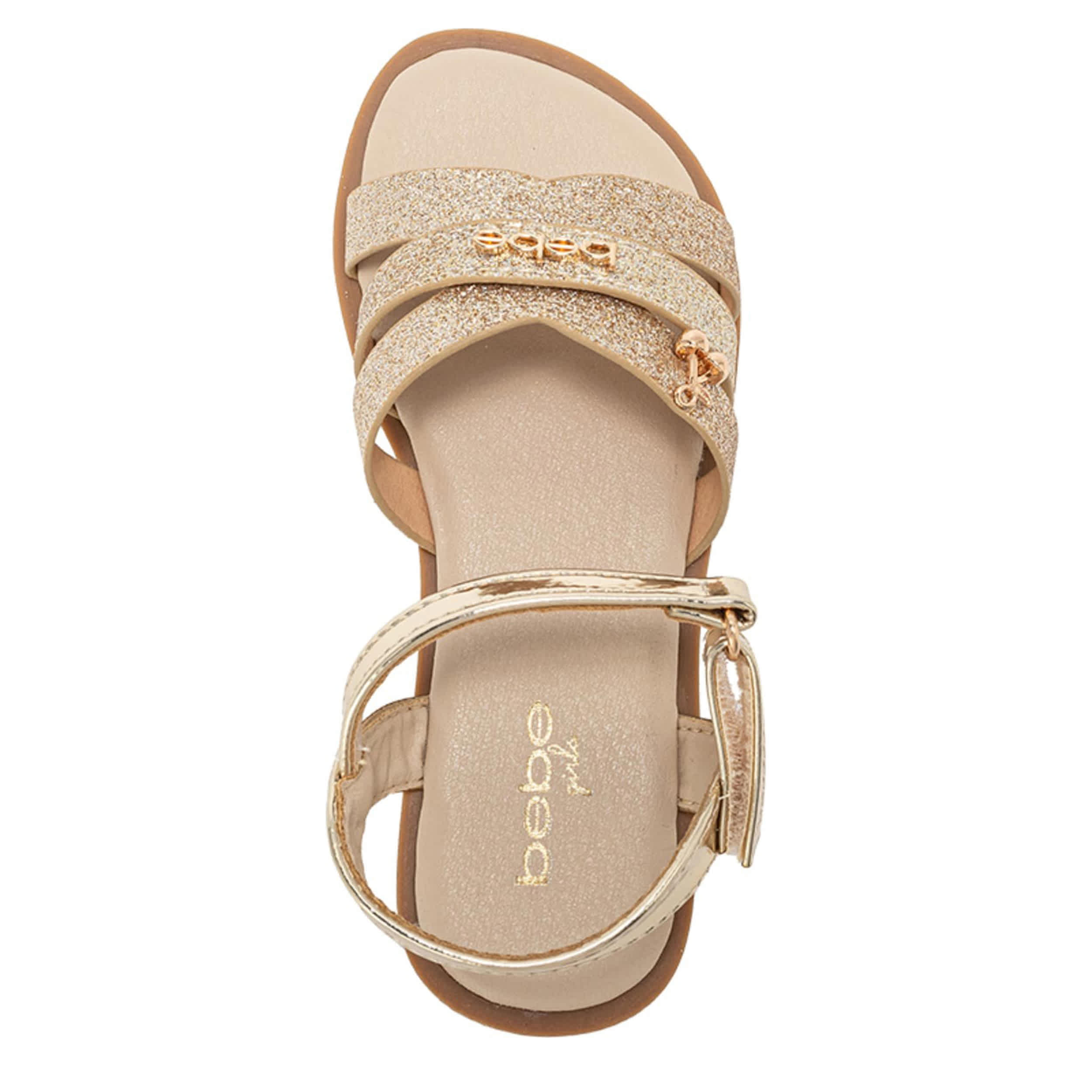 BEBE-GIRLS LITTLE-BIG KID FLAT SANDAL-GOLD & MED METALLIC