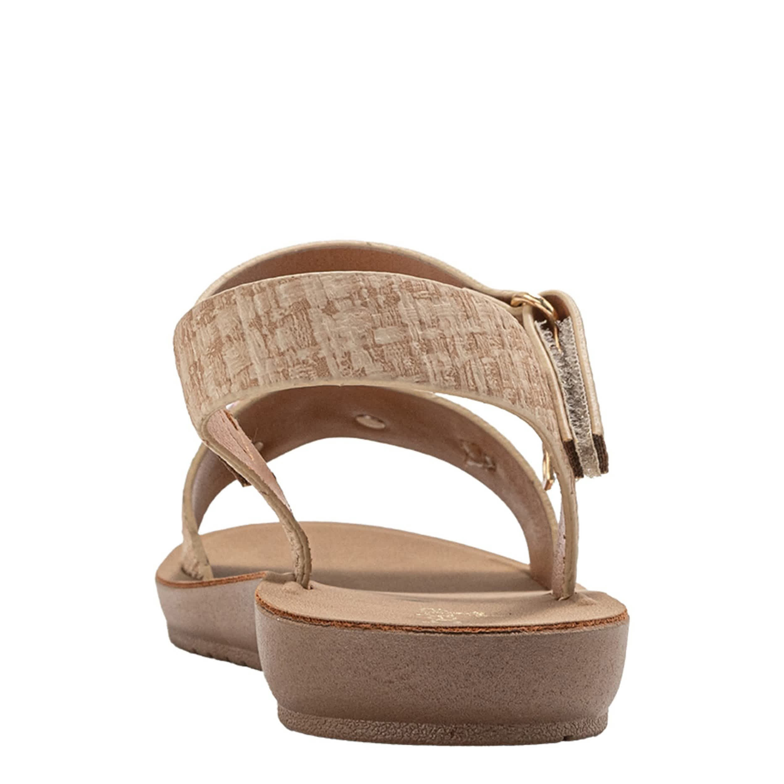 BEBE-GIRLS LITTLE-BIG KID FLAT SANDAL-TAN & FLORAL