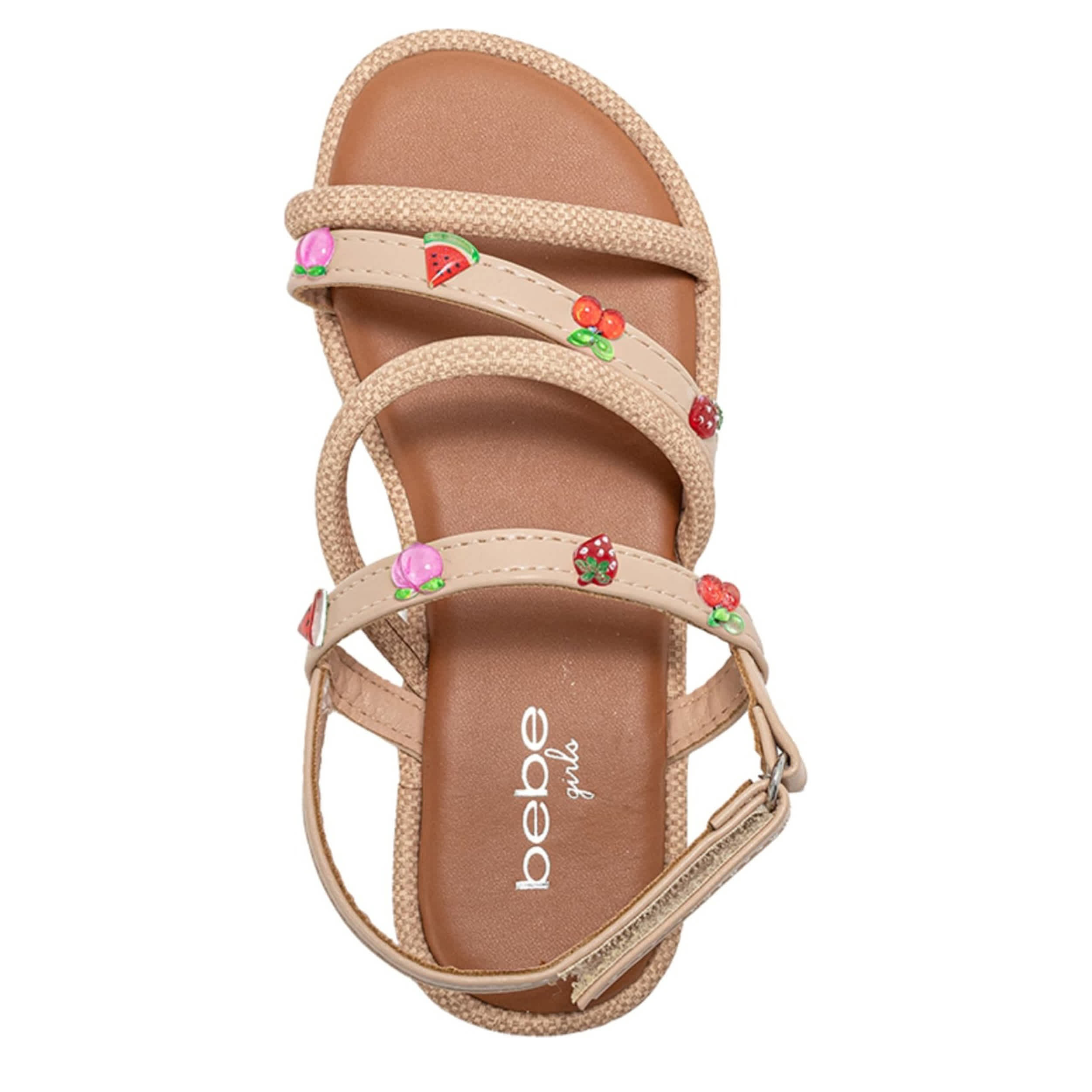 BEBE-GIRLS LITTLE-BIG KID FLAT SANDAL-TAN & 