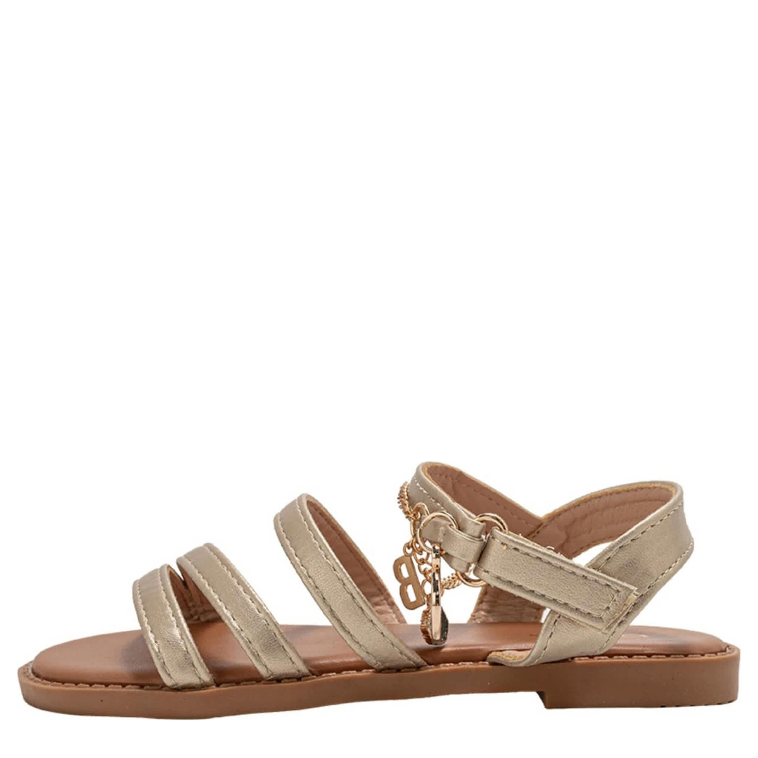BEBE-GIRLS LITTLE-BIG KID FLAT SANDAL-GOLD & 