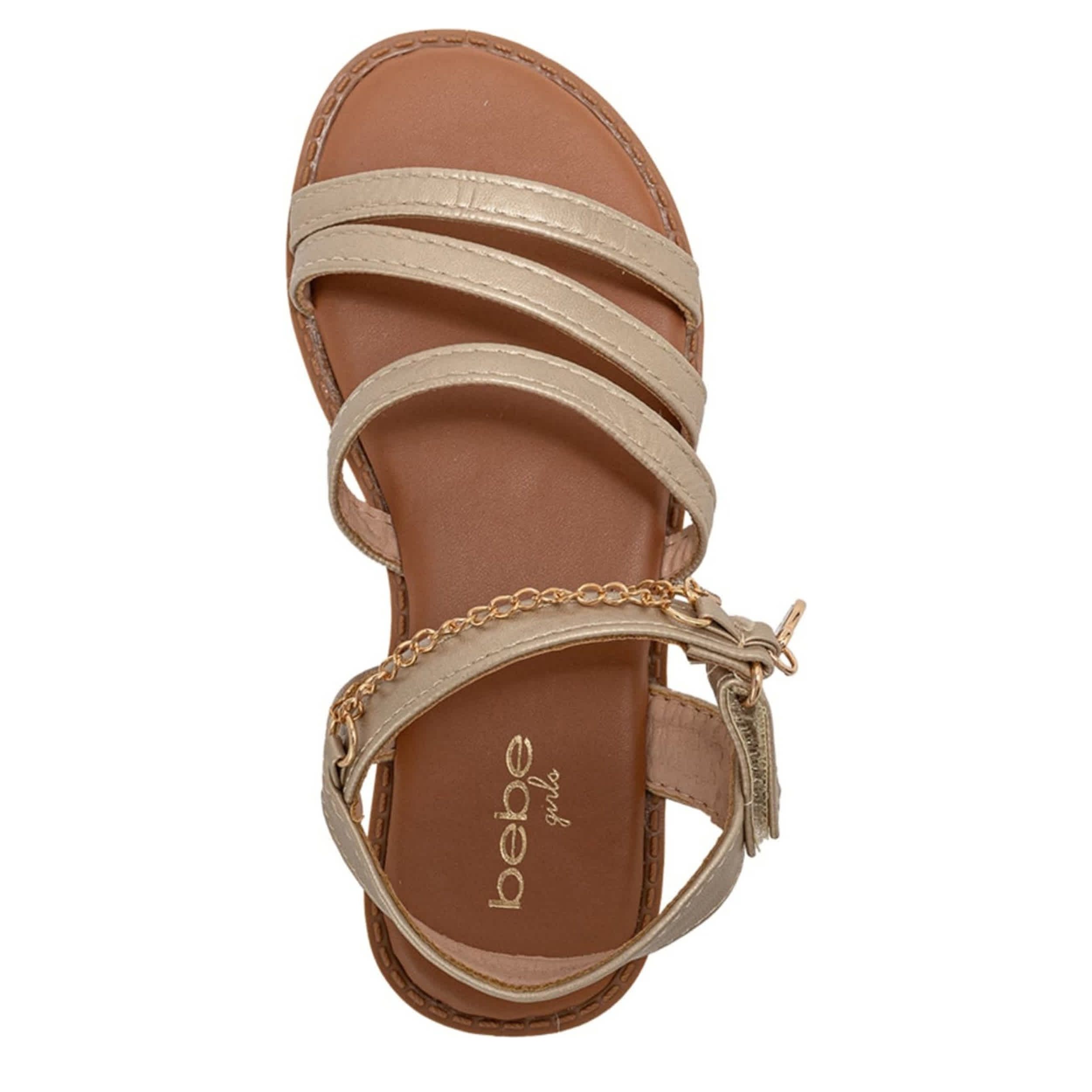 BEBE-GIRLS LITTLE-BIG KID FLAT SANDAL-GOLD & 