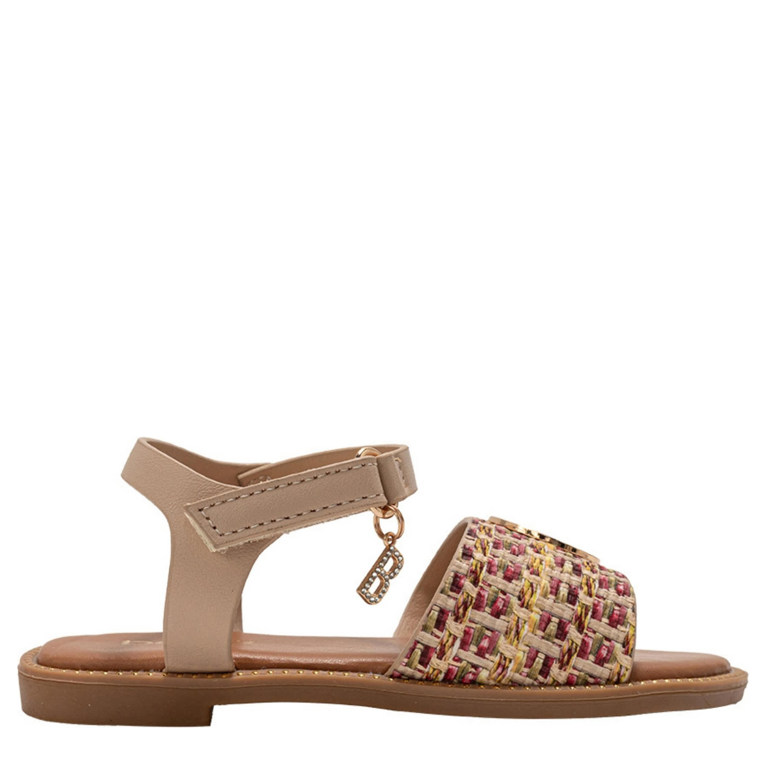 BEBE-GIRLS LITTLE-BIG KID FLAT SANDAL-MULTICOLOR & TAN