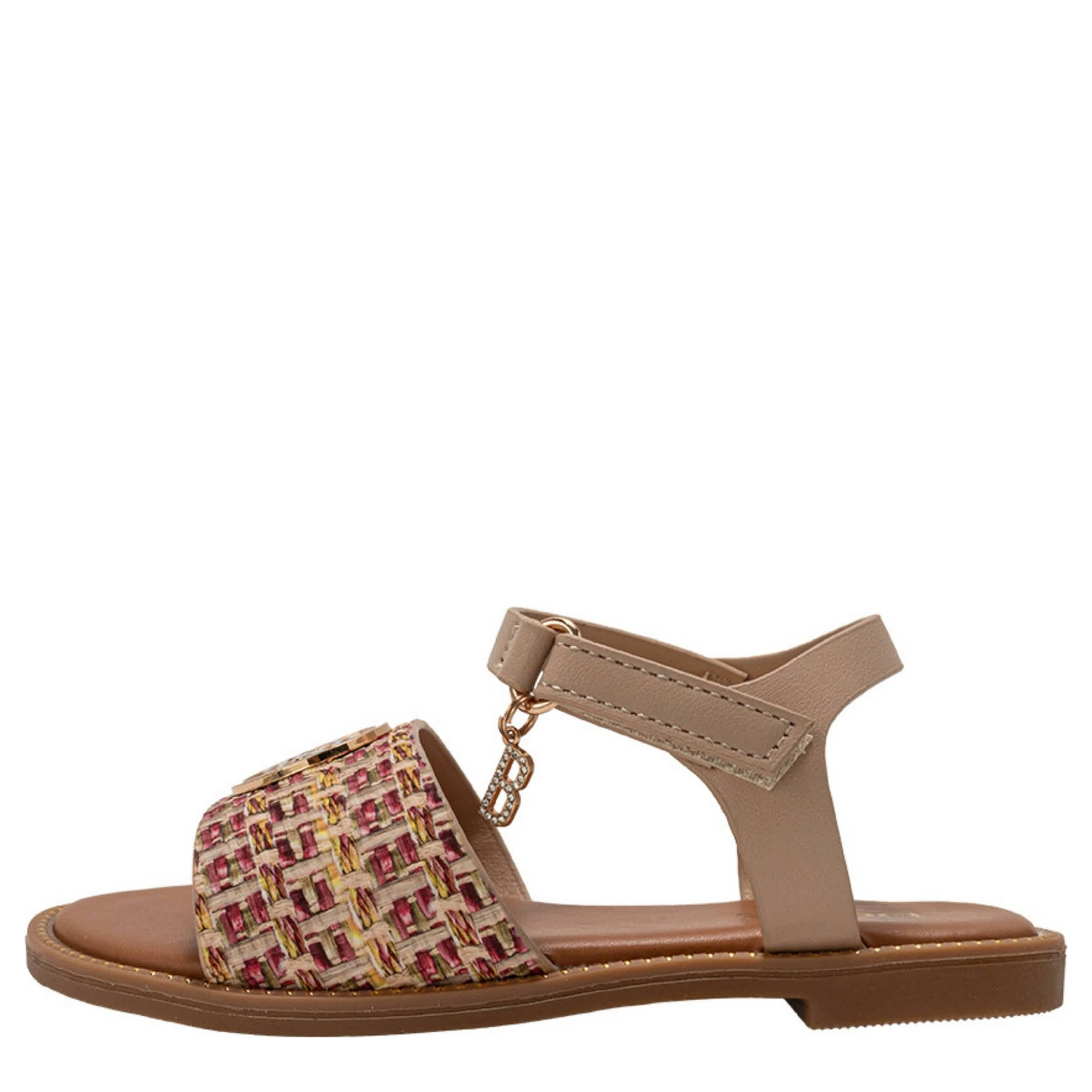 BEBE-GIRLS LITTLE-BIG KID FLAT SANDAL-MULTICOLOR & TAN