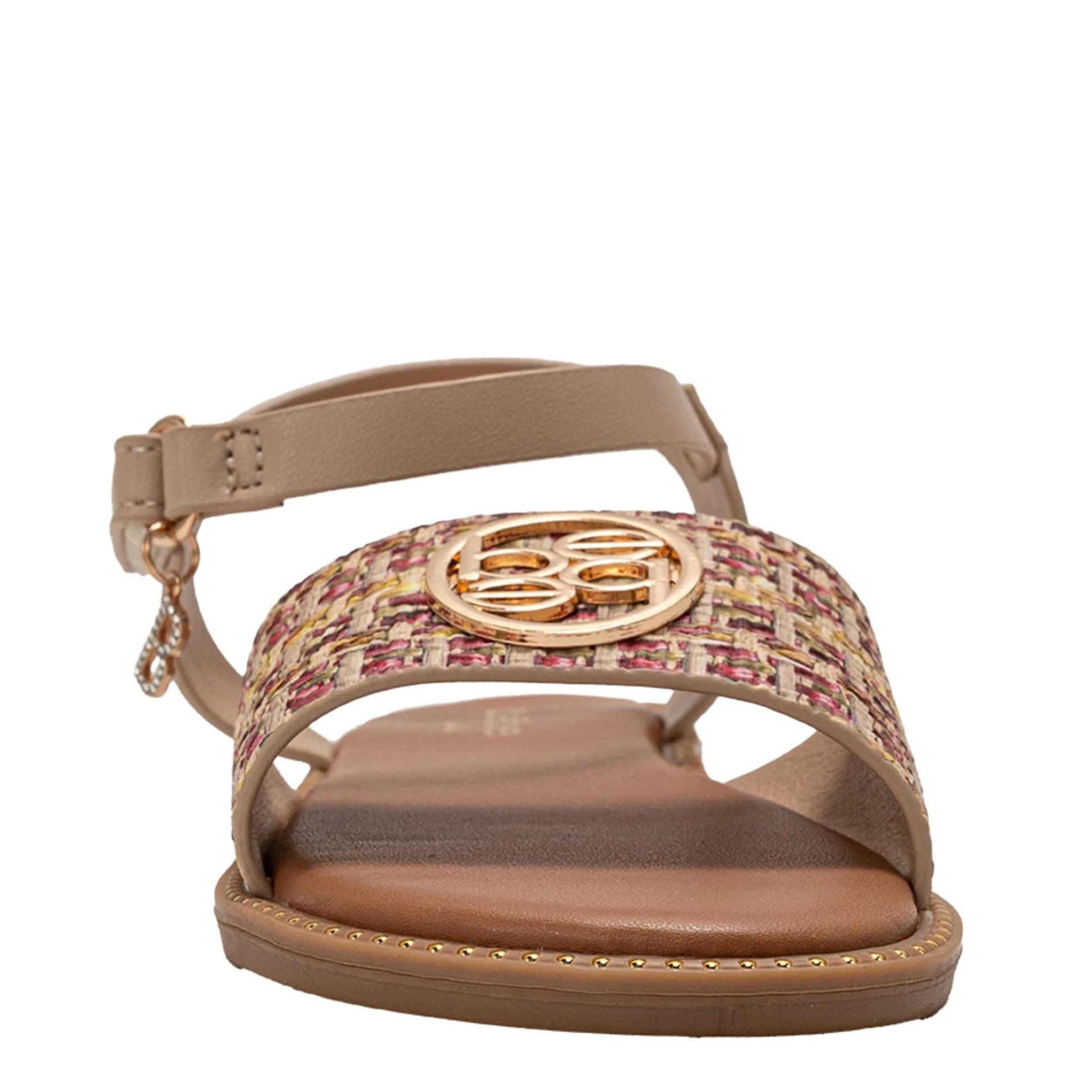 BEBE-GIRLS LITTLE-BIG KID FLAT SANDAL-MULTICOLOR & TAN