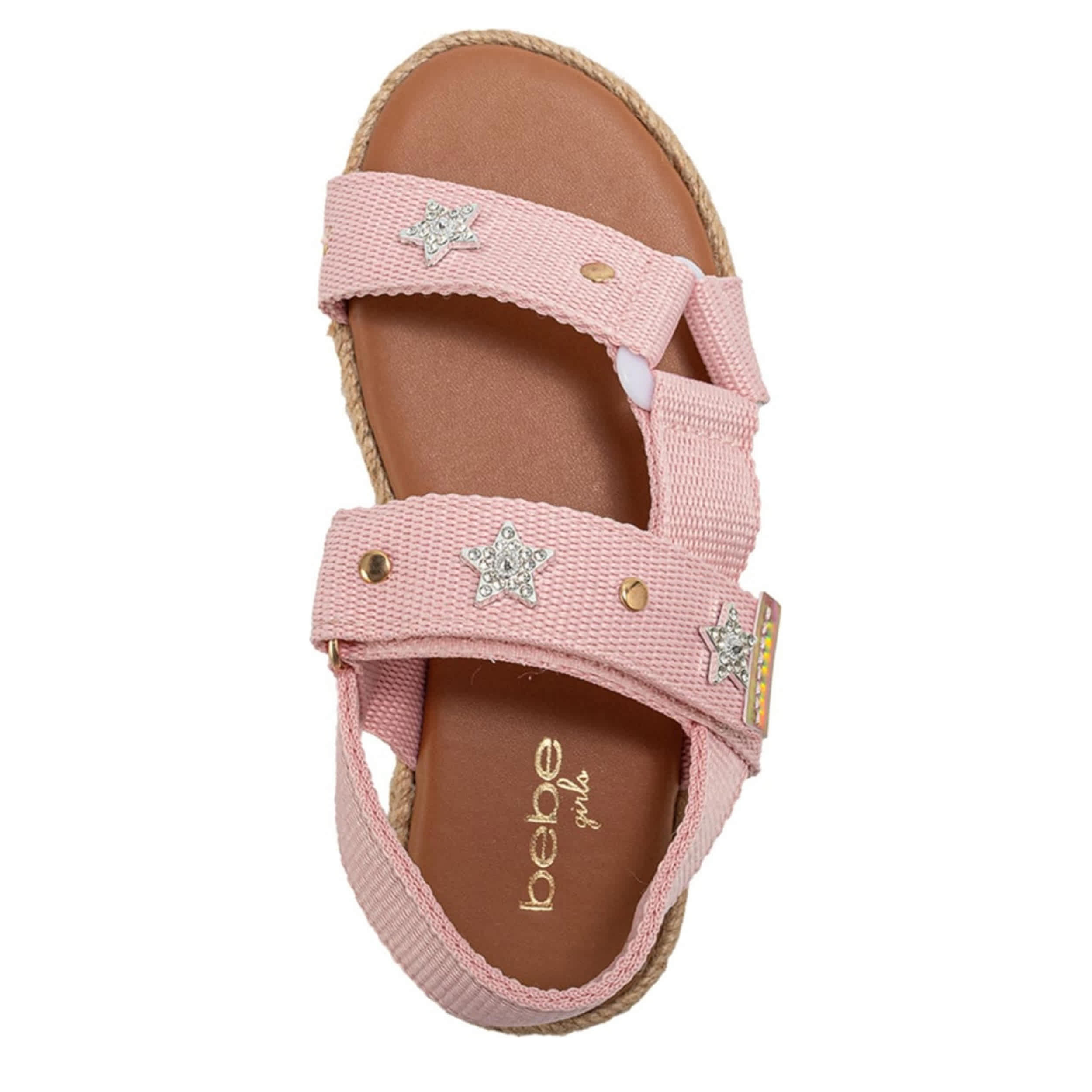 BEBE-GIRLS LITTLE-BIG KID FLAT SANDAL-PINK & 
