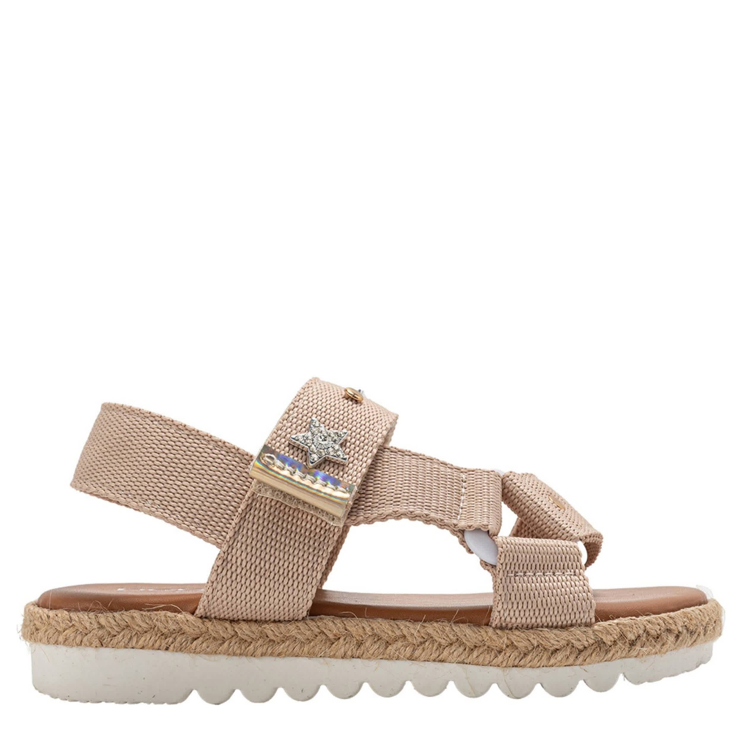 BEBE-GIRLS LITTLE-BIG KID FLAT SANDAL-TAN & 