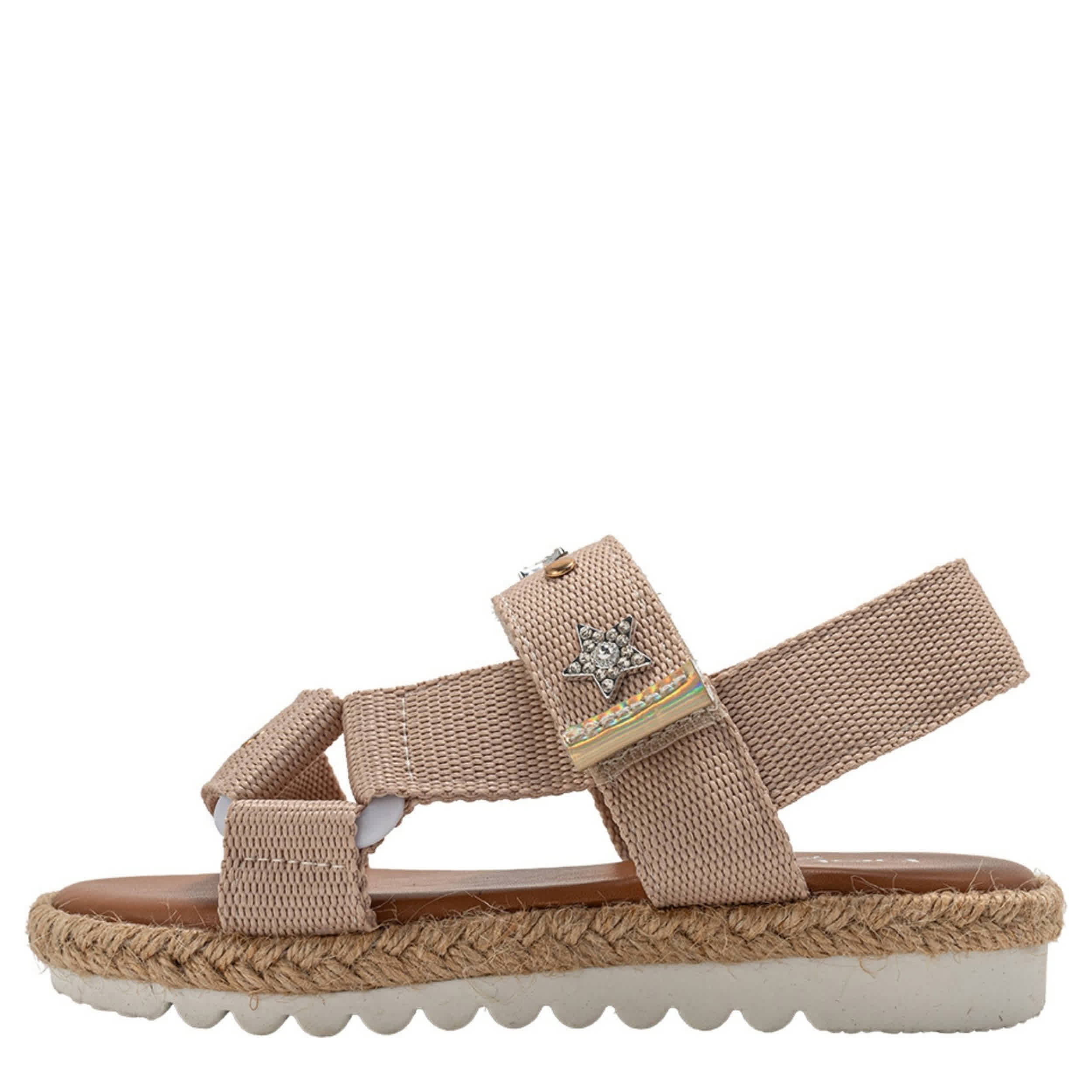 BEBE-GIRLS LITTLE-BIG KID FLAT SANDAL-TAN & 