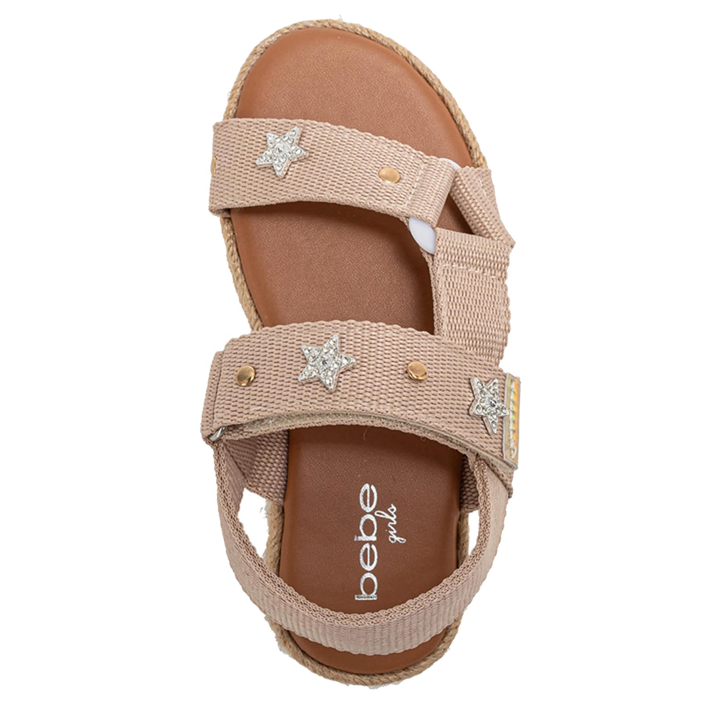 BEBE-GIRLS LITTLE-BIG KID FLAT SANDAL-TAN & 