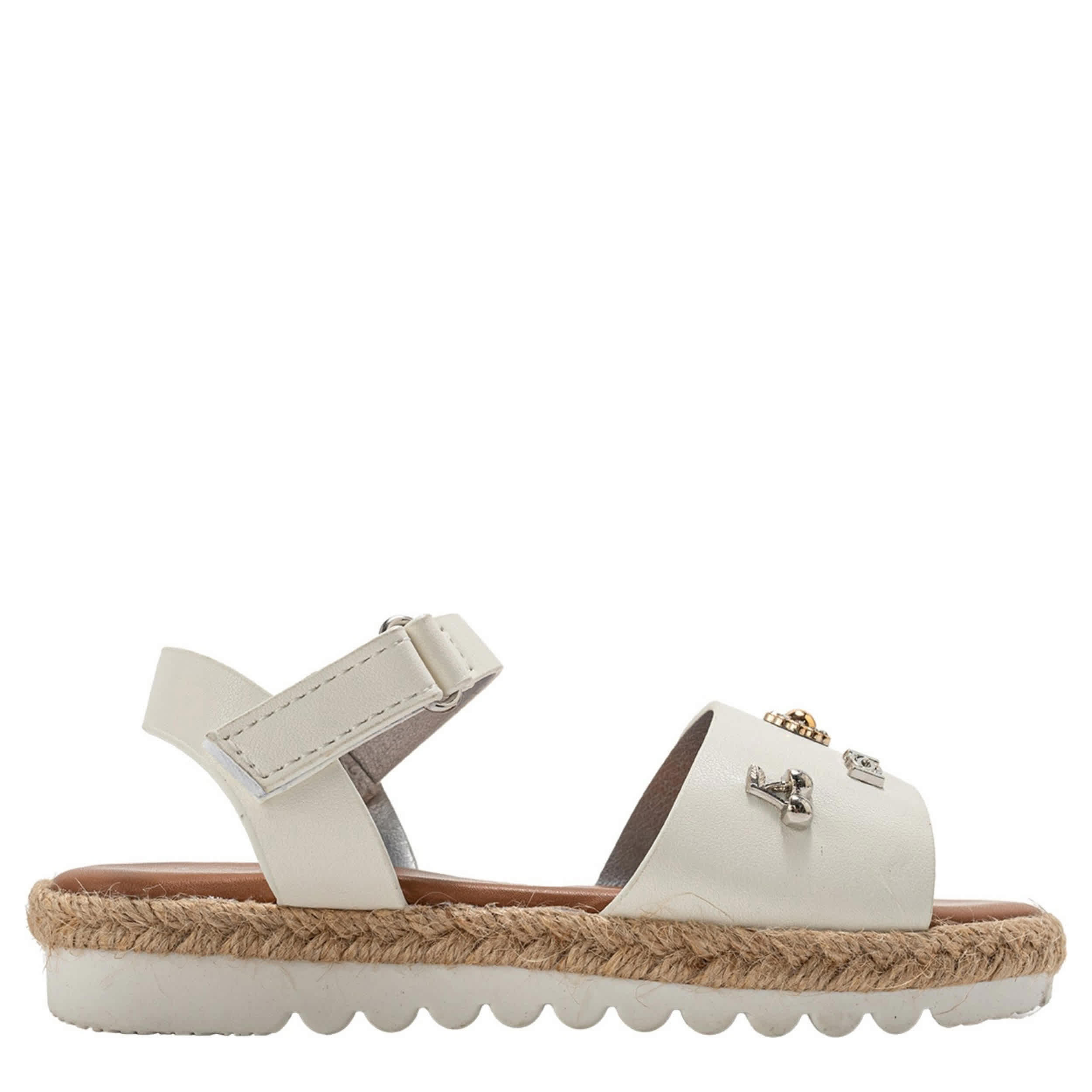 BEBE-GIRLS LITTLE-BIG KID FLAT SANDAL-WHITE & 