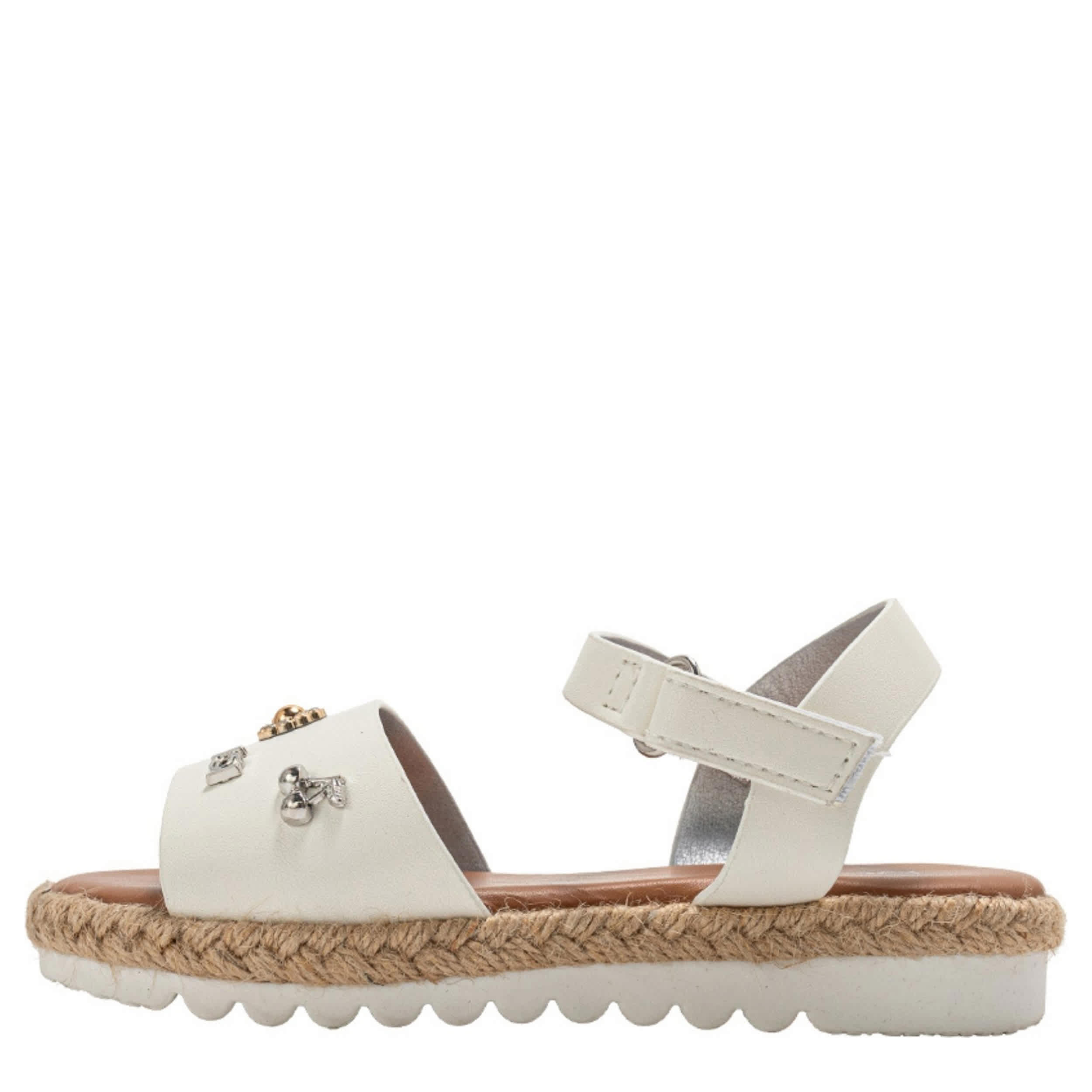 BEBE-GIRLS LITTLE-BIG KID FLAT SANDAL-WHITE & 