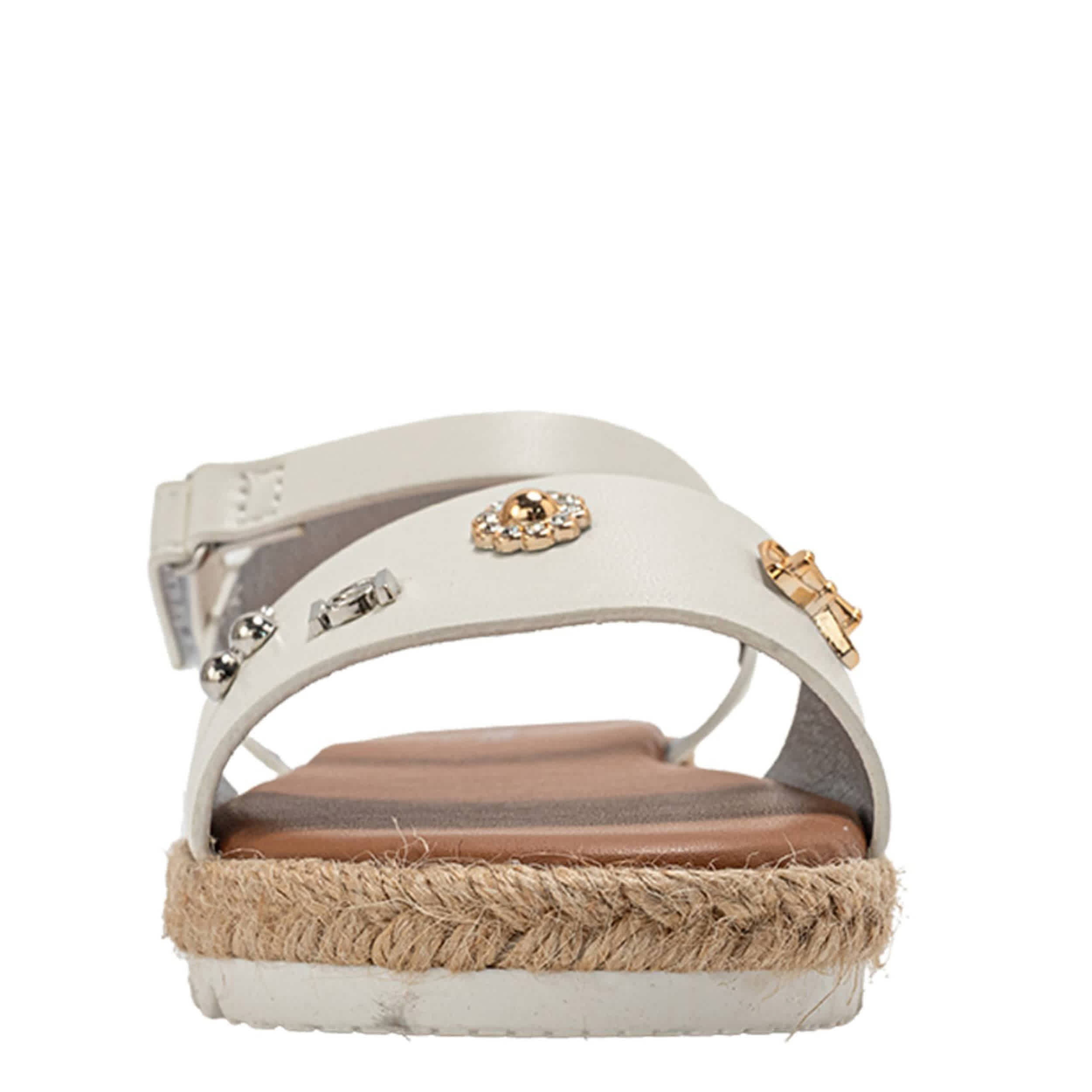 BEBE-GIRLS LITTLE-BIG KID FLAT SANDAL-WHITE & 