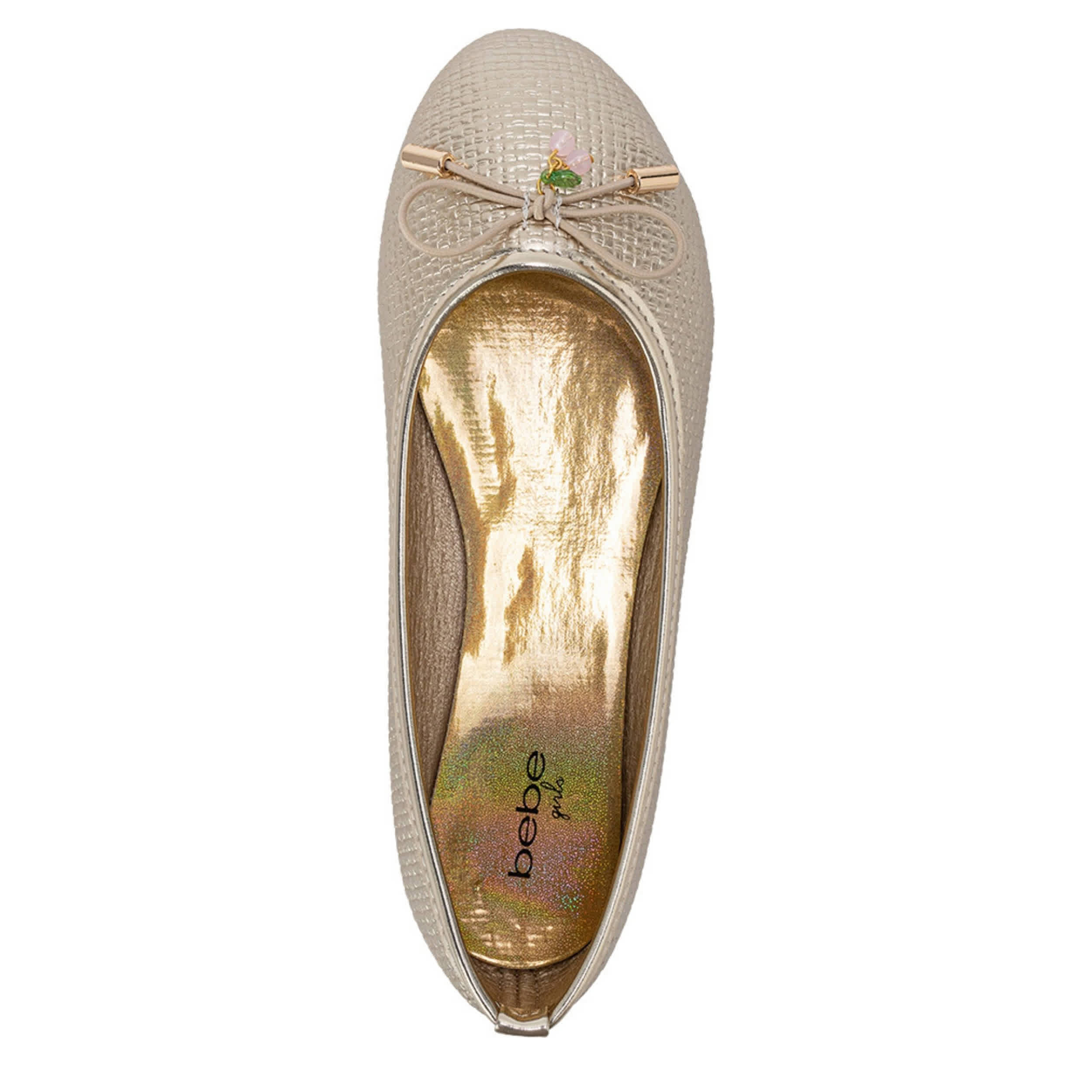 BEBE-GIRLS LITTLE-BIG KID BALLET FLAT SHOE-GOLD & 