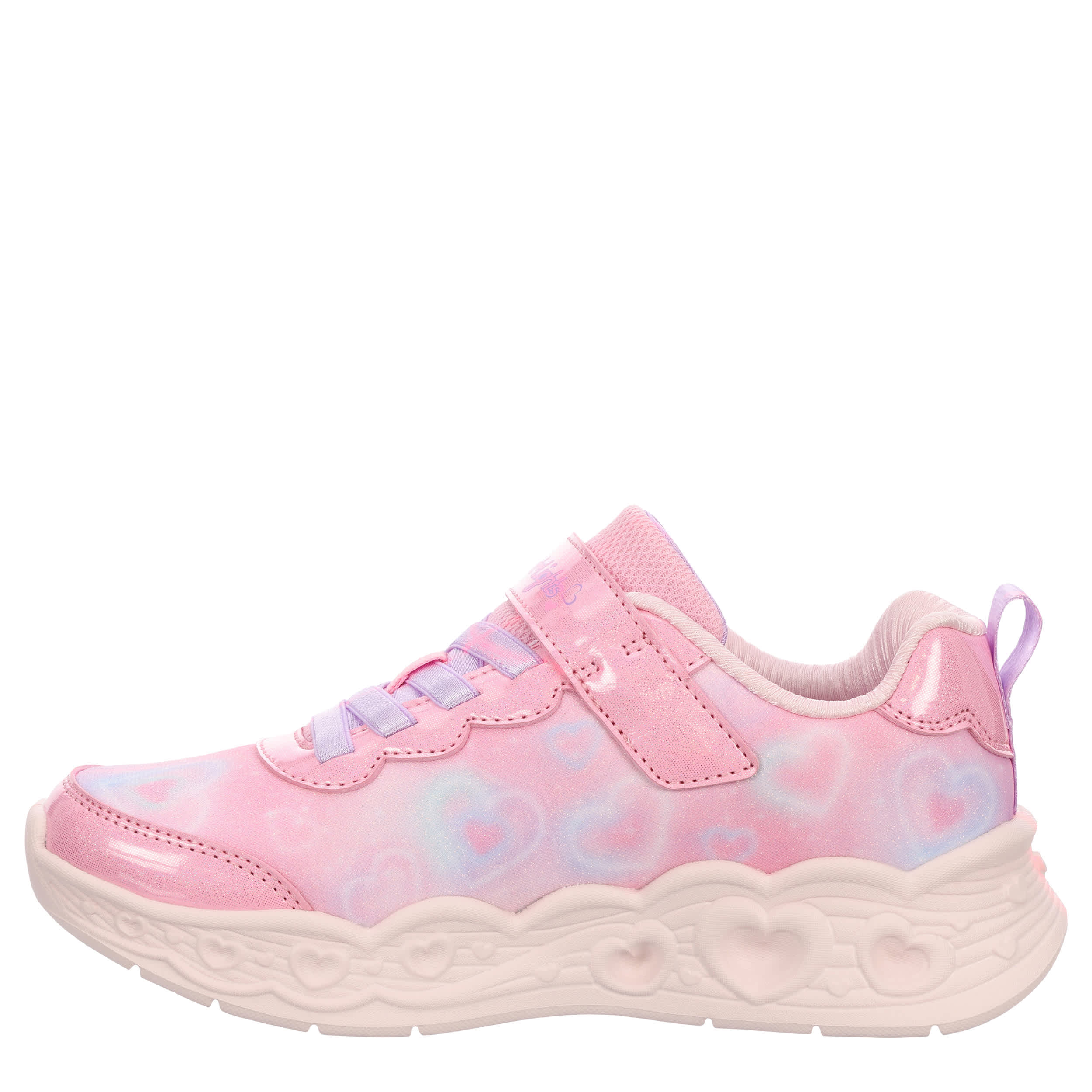 SKECHERS-GIRLS LITTLE KID DIVINE HEART LIGHTS LIGHT UP SNEAKER-PINK & MULTICOLOR