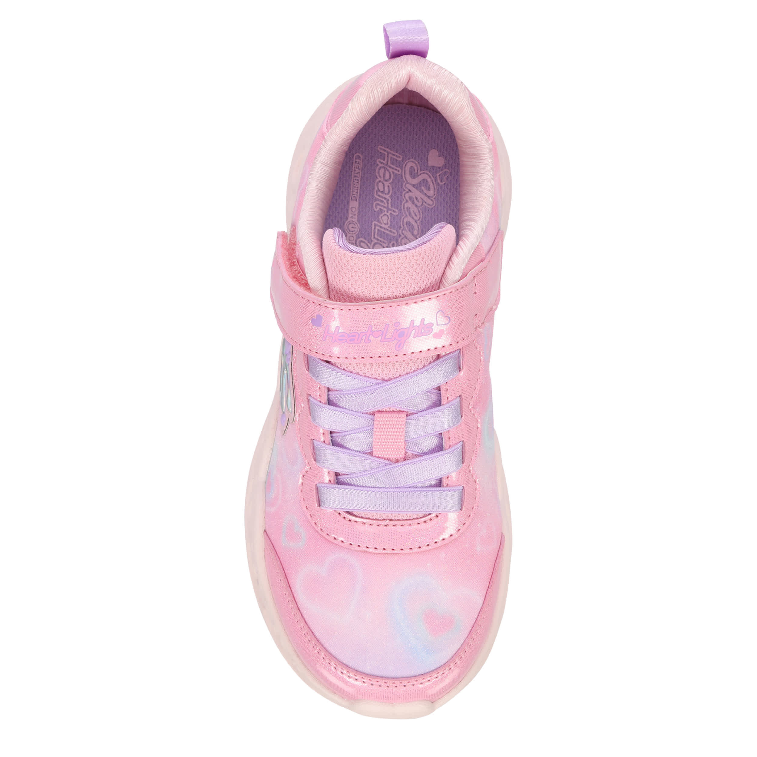 SKECHERS-GIRLS LITTLE KID DIVINE HEART LIGHTS LIGHT UP SNEAKER-PINK & MULTICOLOR