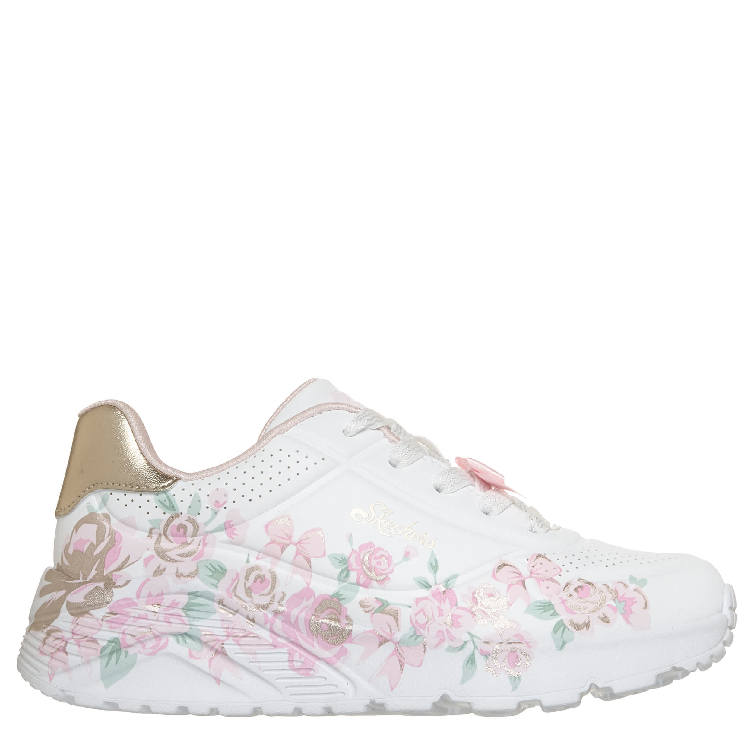 SKECHERS-GIRLS LITTLE-BIG KID UNO LITE SNEAKER-WHITE & PINK