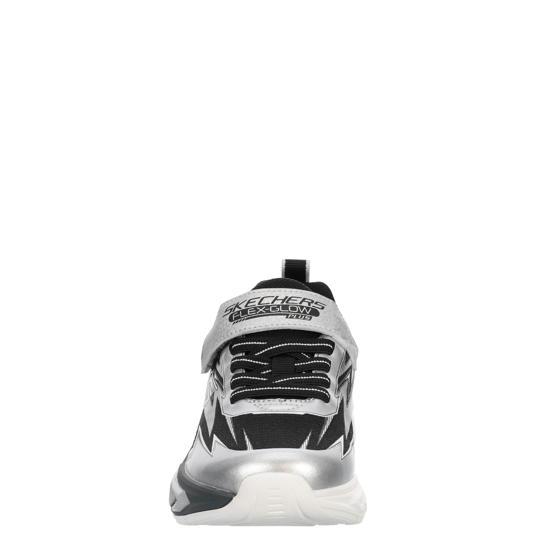 SKECHERS-BOYS LITTLE-BIG KID FLEX-GLOW PLUS LIGHT UP SNEAKER-BLACK & SILVER