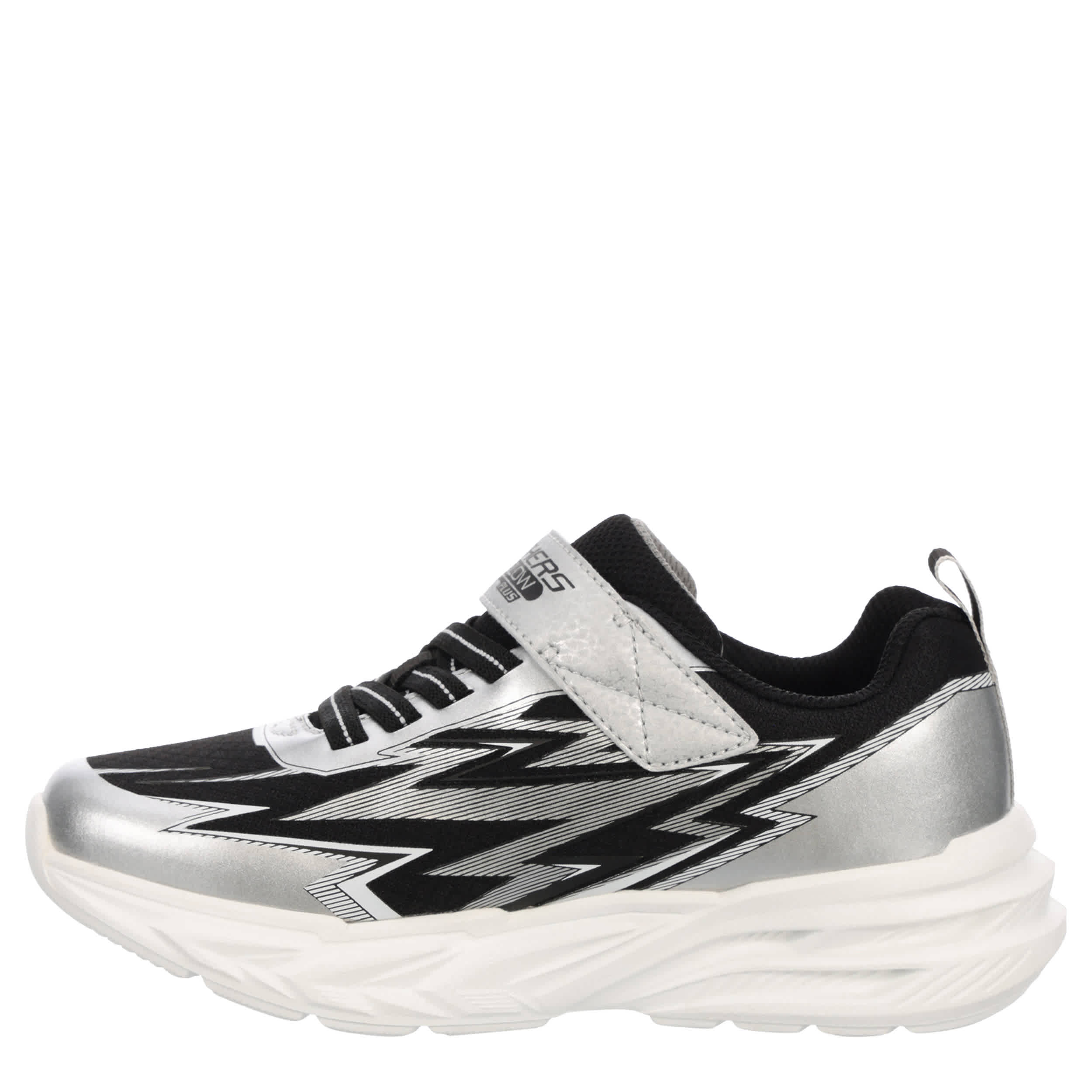 SKECHERS-BOYS LITTLE-BIG KID FLEX-GLOW PLUS LIGHT UP SNEAKER-BLACK & SILVER