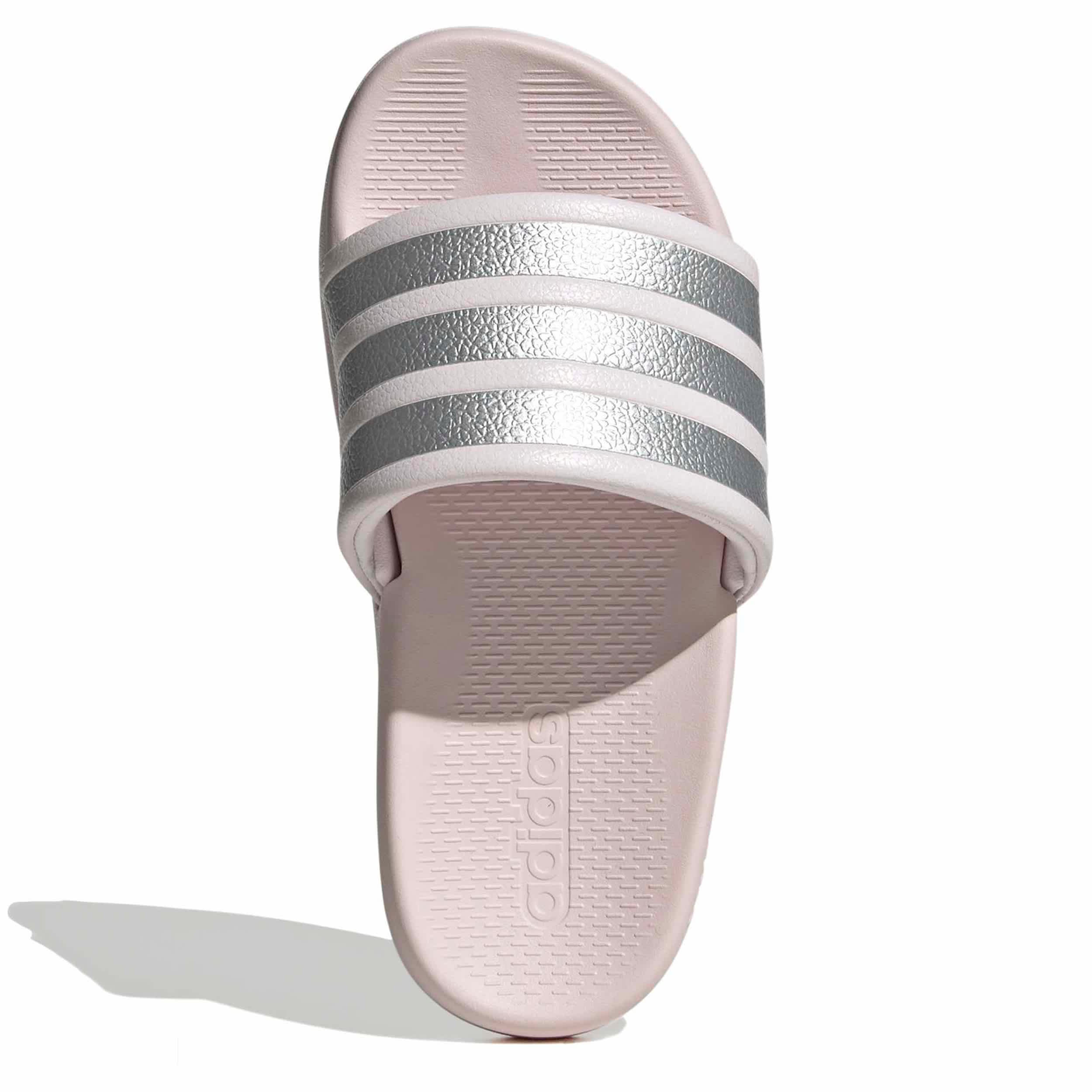 ADIDAS-GIRLS TODDLER-LITTLE KID ADILETTE COMFORT 2.0 SLIDES-PALE PINK & SILVER