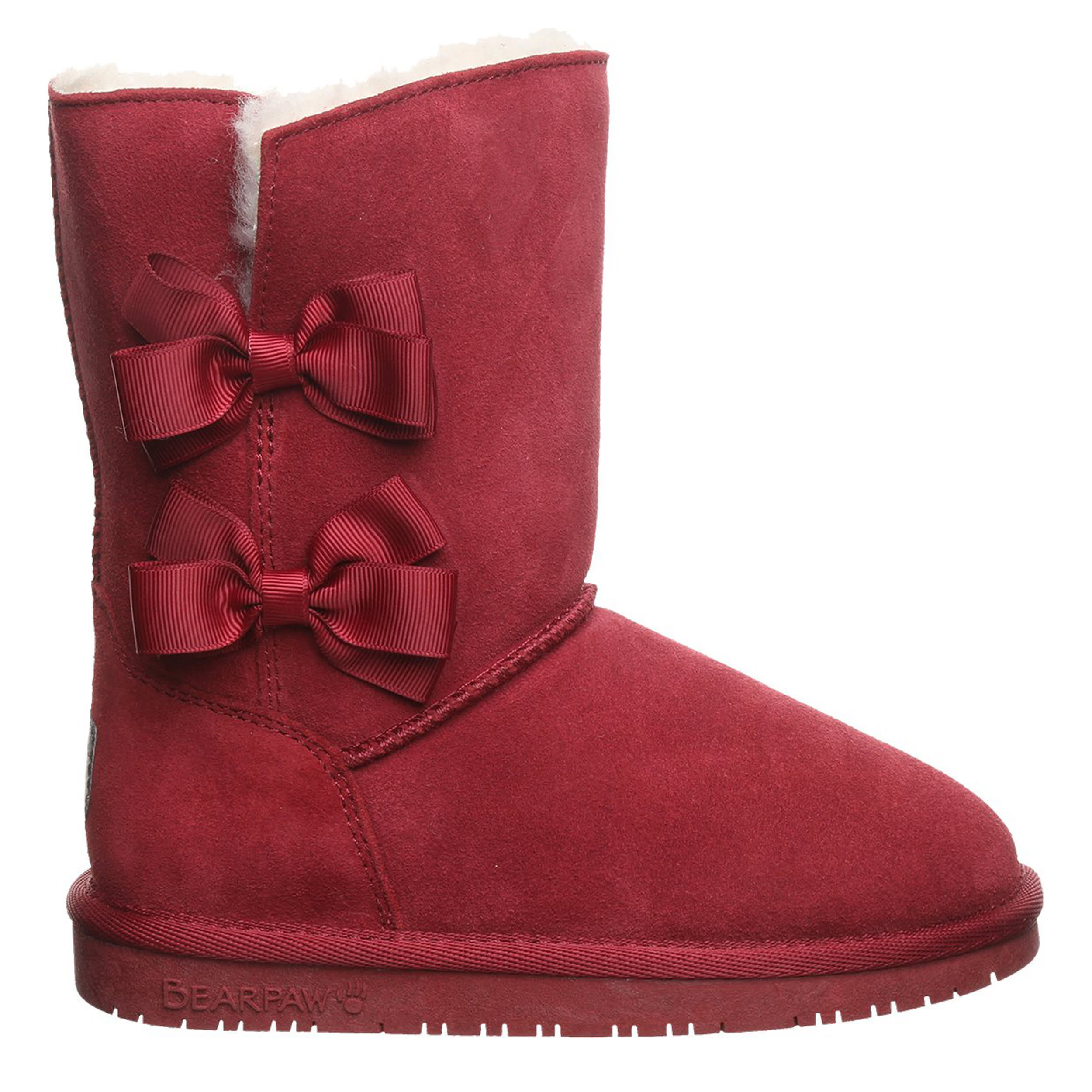 BEARPAW-GIRLS LITTLE-BIG KID ZARIA YOUTH FUR BOOT-DARK RED & 