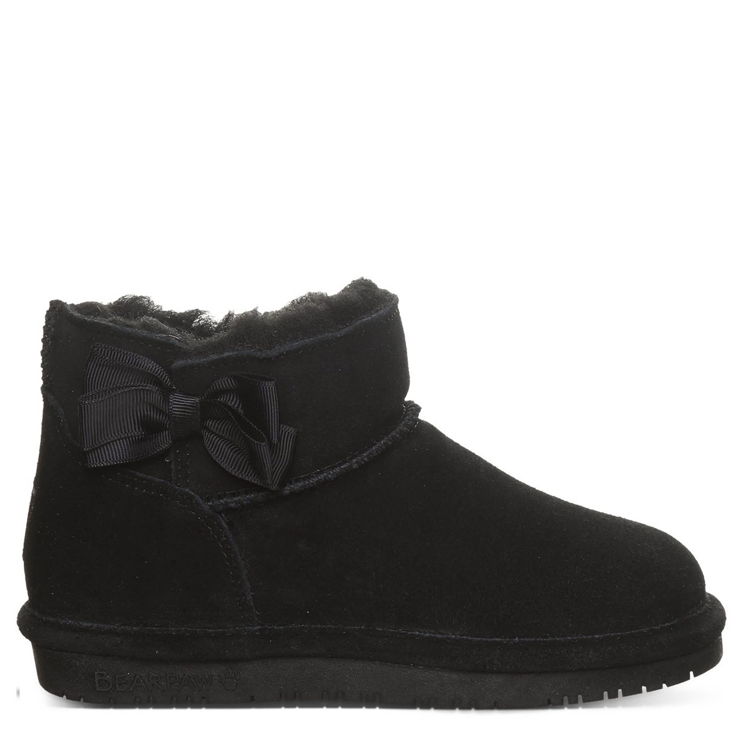 BEARPAW-GIRLS LITTLE-BIG KID SAIGE YOUTH FUR BOOT-BLACK & 