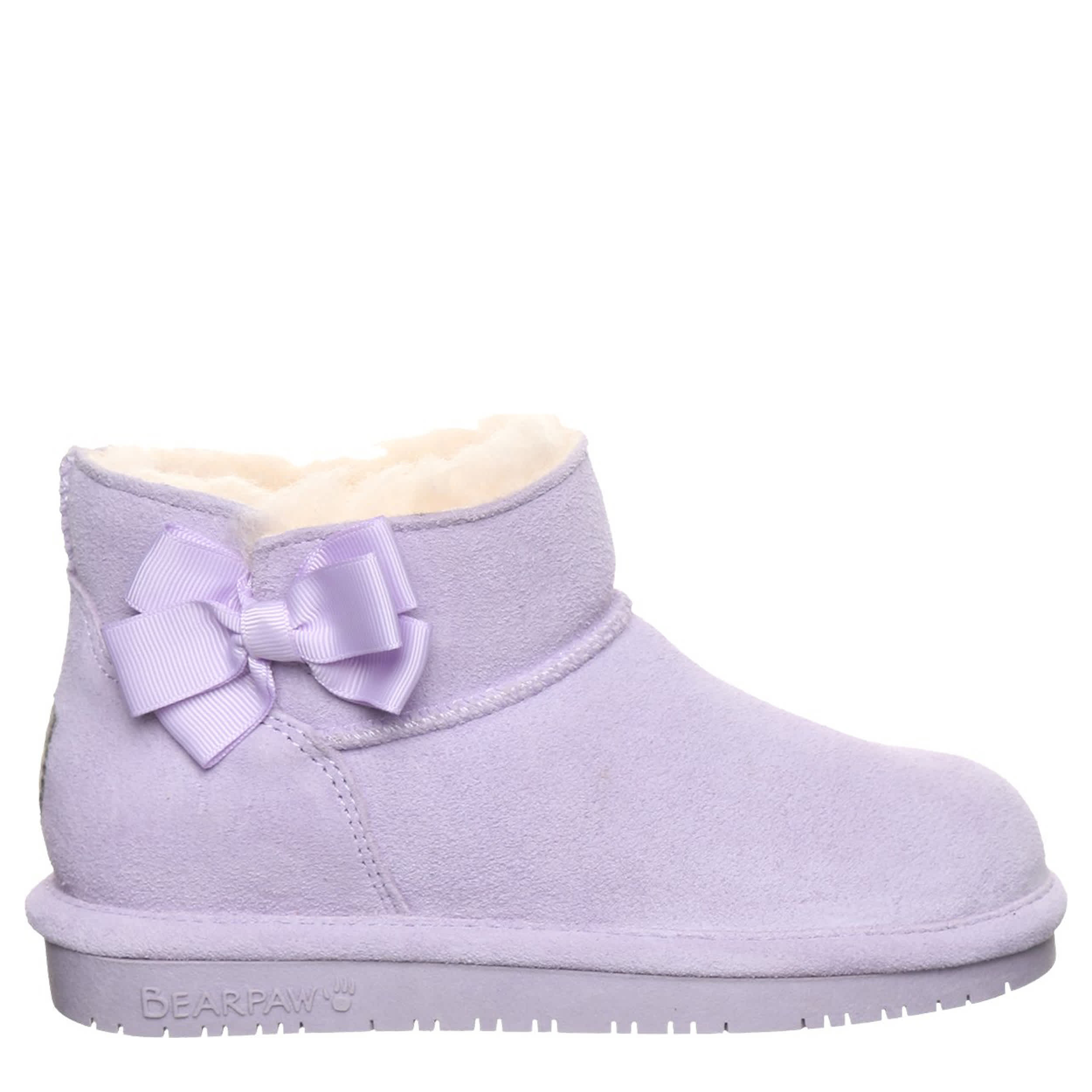 BEARPAW-GIRLS LITTLE-BIG KID SAIGE YOUTH FUR BOOT-PURPLE & 