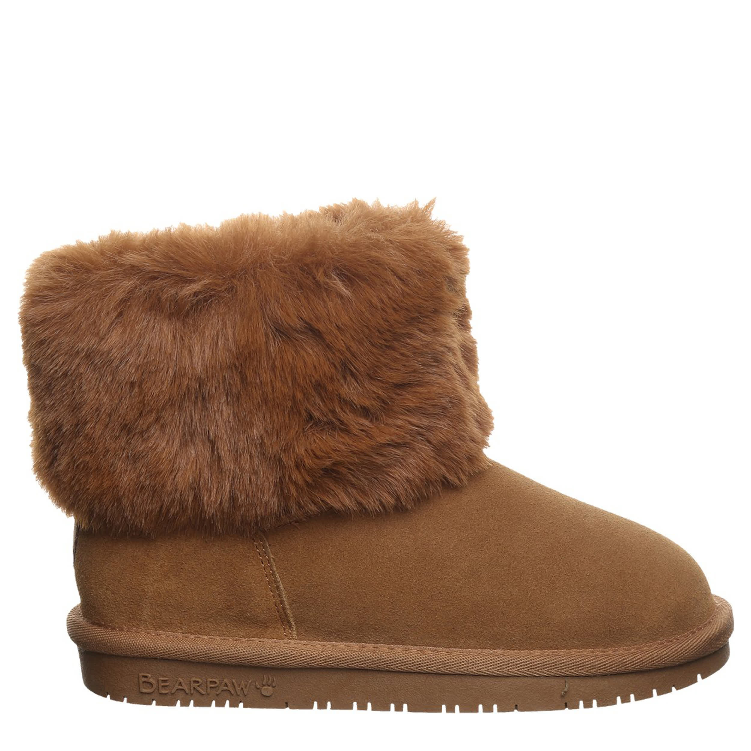 BEARPAW-GIRLS LITTLE-BIG KID TAHLEA YOUTH FUR BOOT-BROWN & 