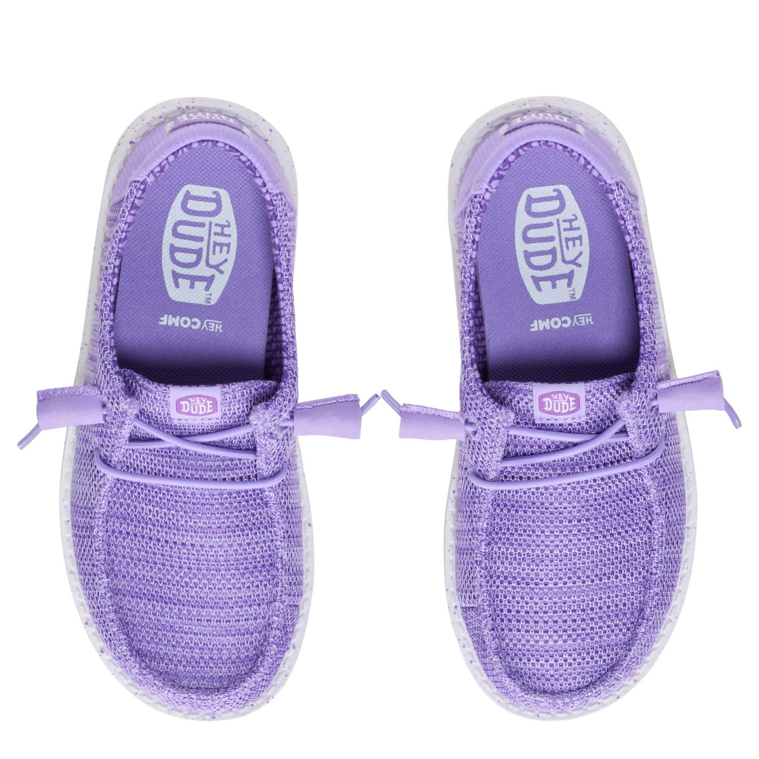 HEYDUDE-GIRLS LITTLE-BIG KID WENDY STRETCH SOX SLIP ON SNEAKER-PURPLE & 