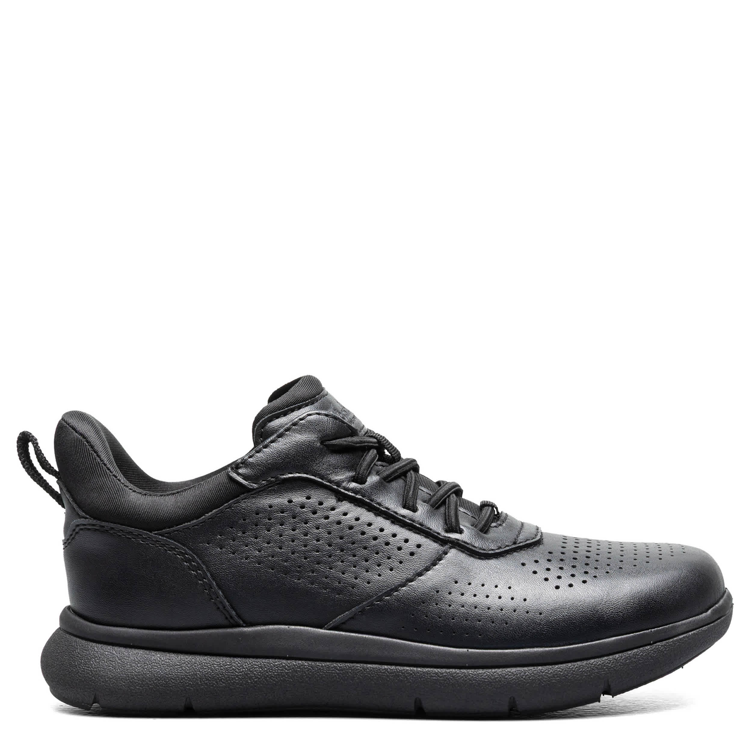 FLORSHEIM-BOYS LITTLE-BIG KID FLEET PERF TOE ELASTIC LACE SNEAKER-BLACK & BLACK