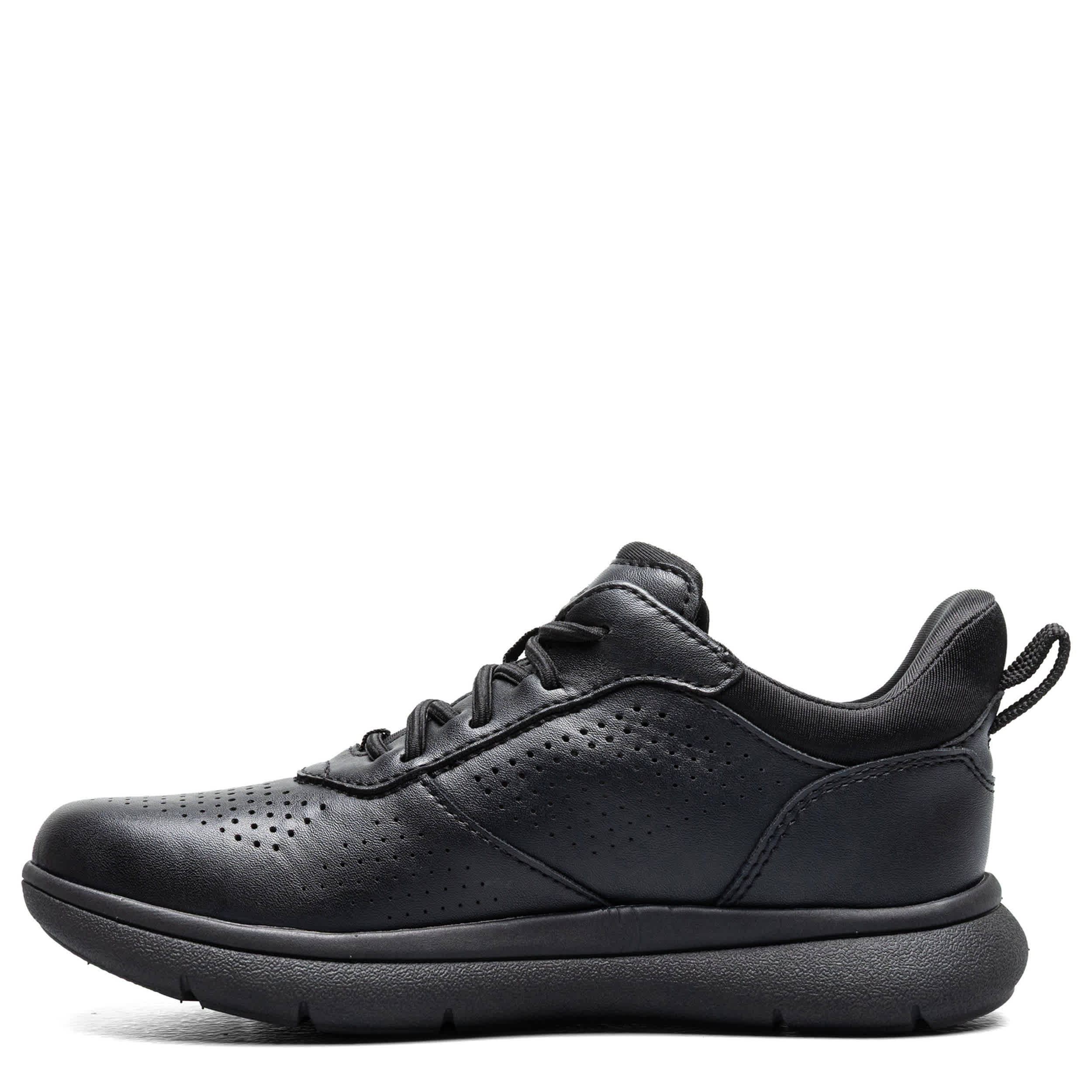 FLORSHEIM-BOYS LITTLE-BIG KID FLEET PERF TOE ELASTIC LACE SNEAKER-BLACK & BLACK