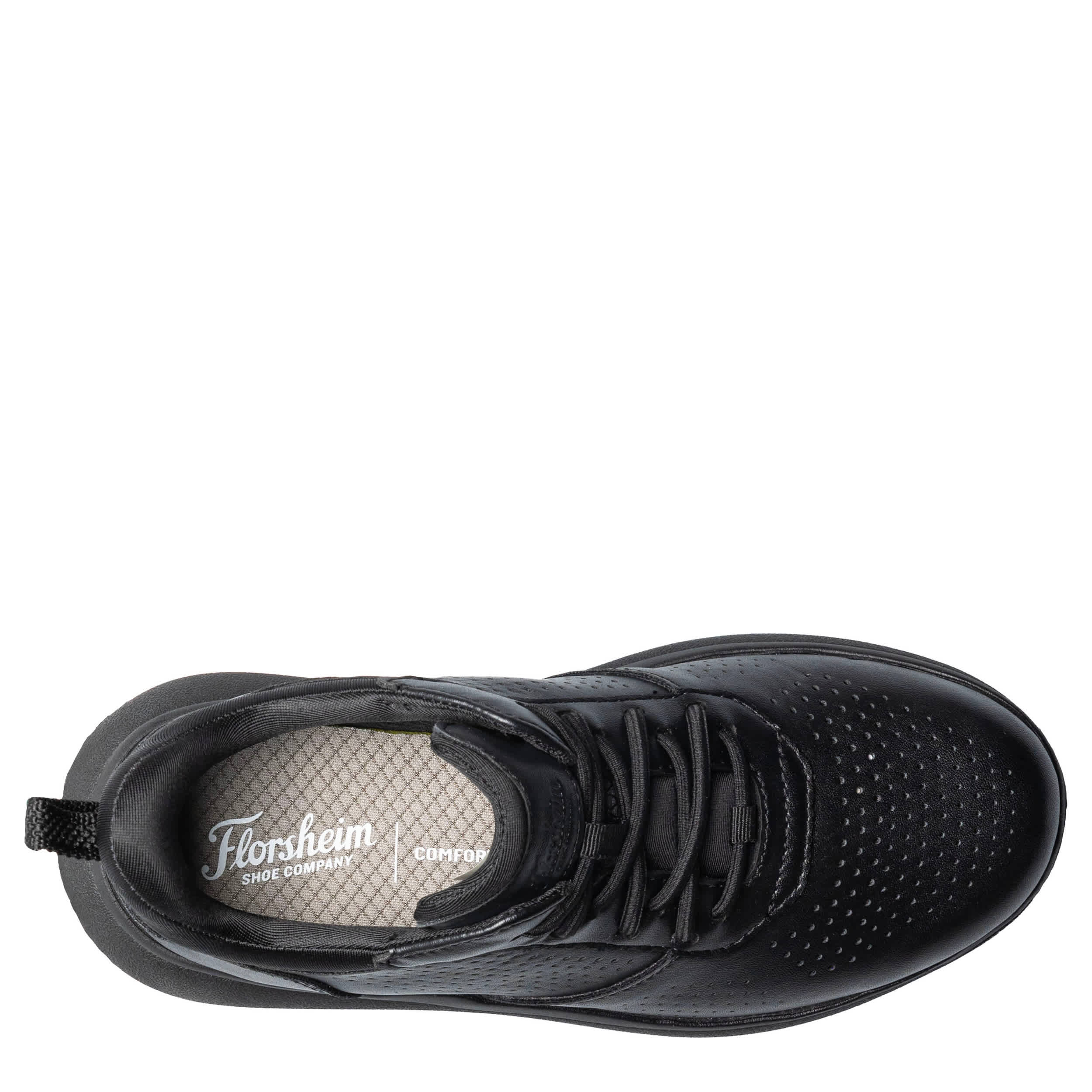 FLORSHEIM-BOYS LITTLE-BIG KID FLEET PERF TOE ELASTIC LACE SNEAKER-BLACK & BLACK