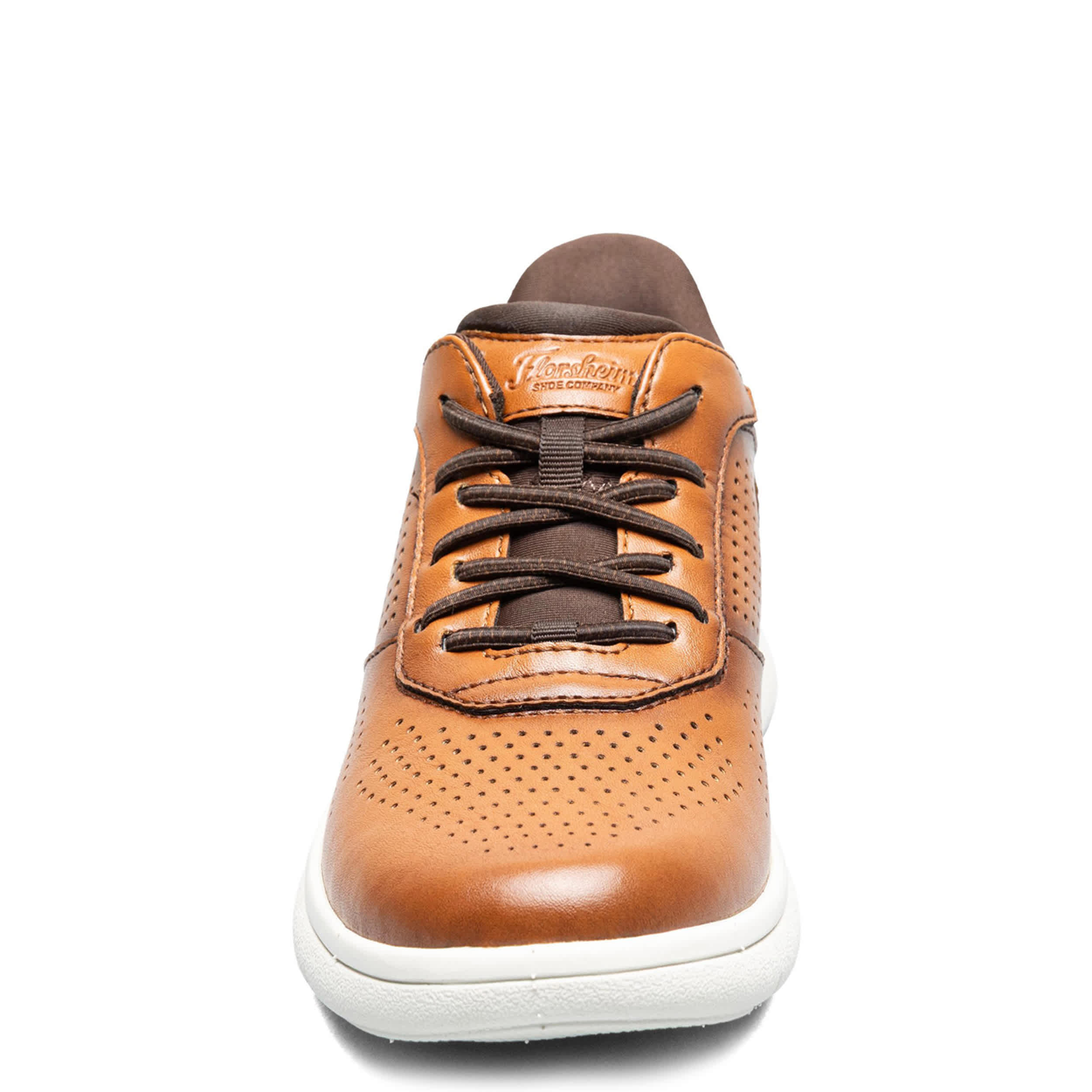 FLORSHEIM-BOYS LITTLE-BIG KID FLEET PERF TOE ELASTIC LACE SNEAKER-COGNAC & 