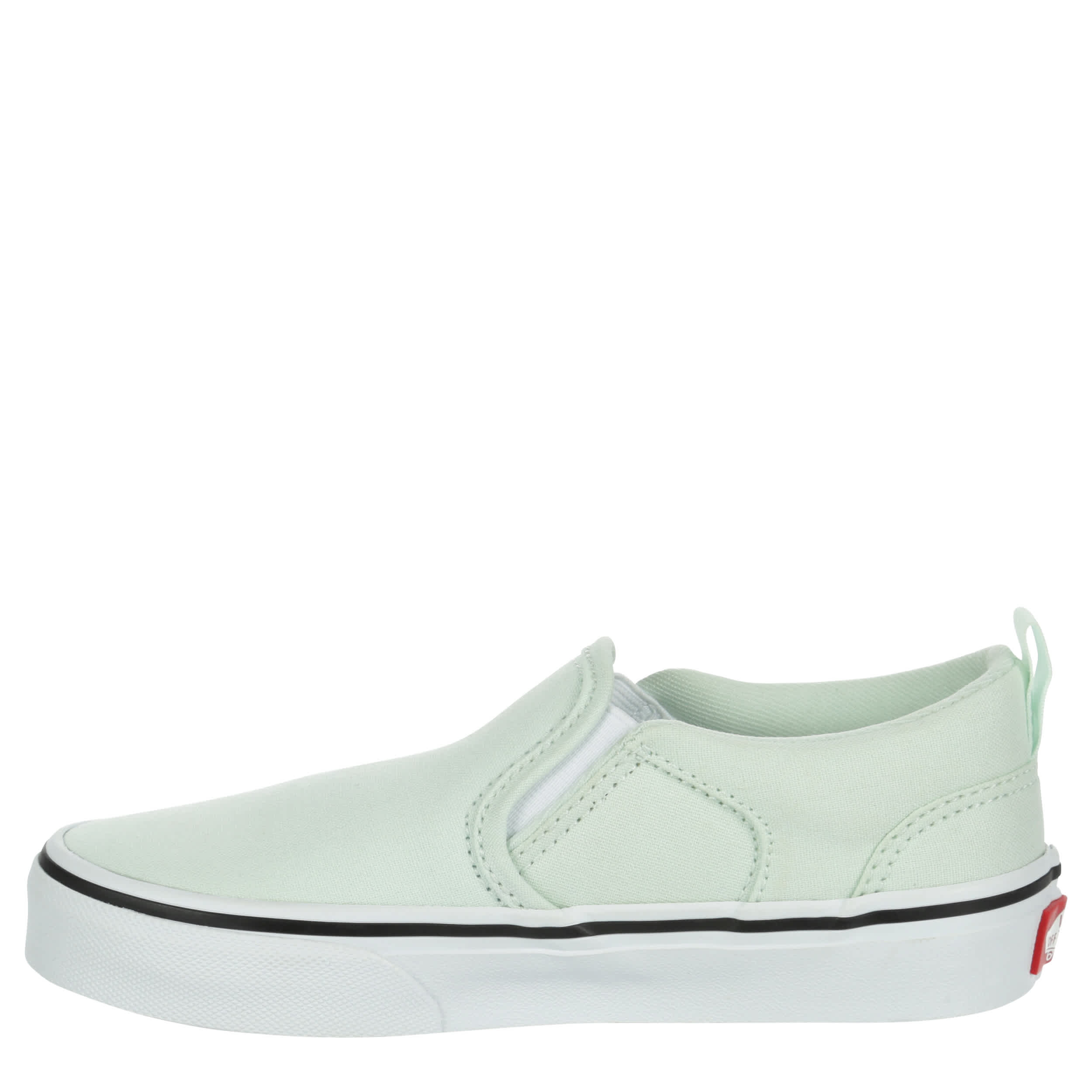 VANS-GIRLS LITTLE-BIG KID ASHER SLIP ON SNEAKER-MINT & WHITE