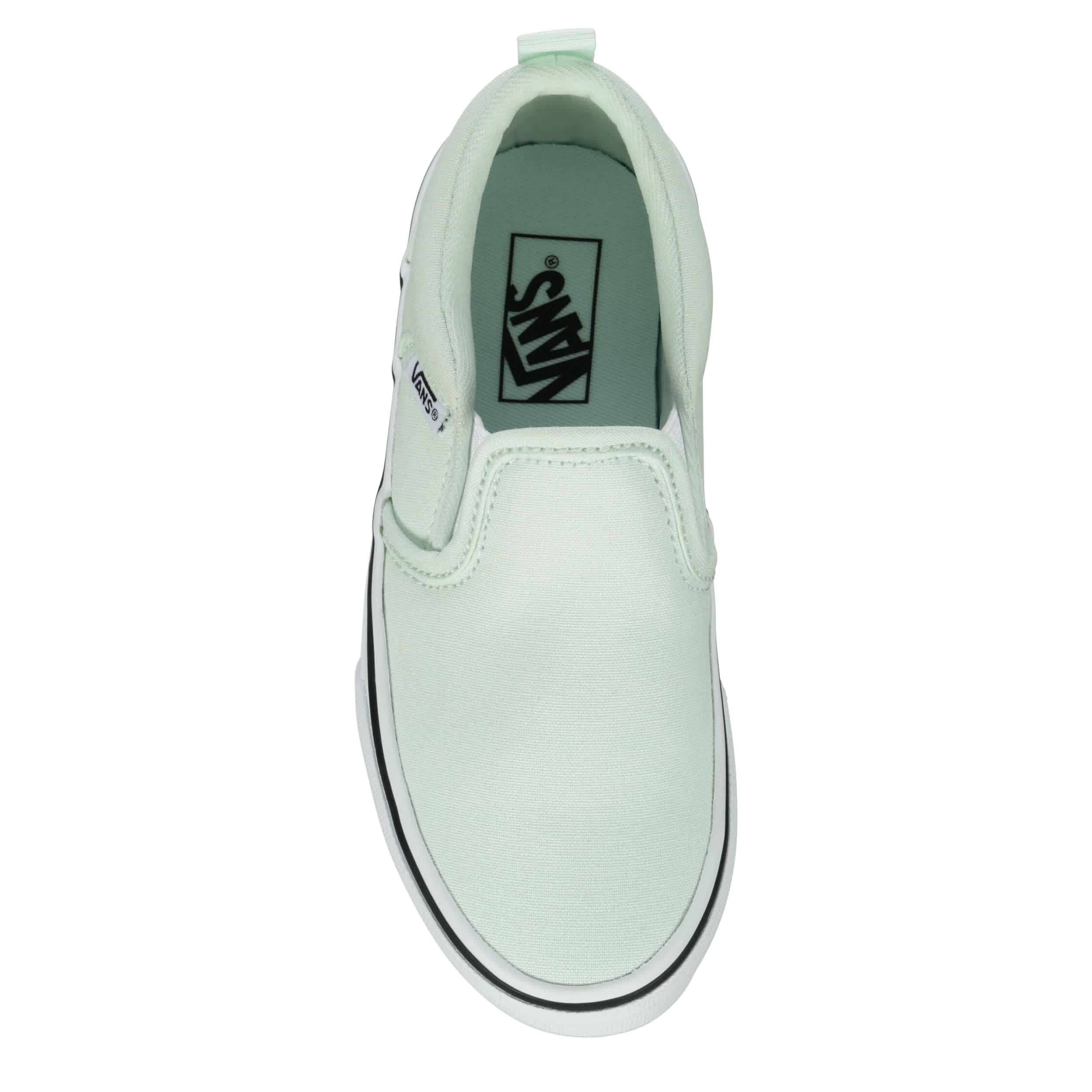 VANS-GIRLS LITTLE-BIG KID ASHER SLIP ON SNEAKER-MINT & WHITE