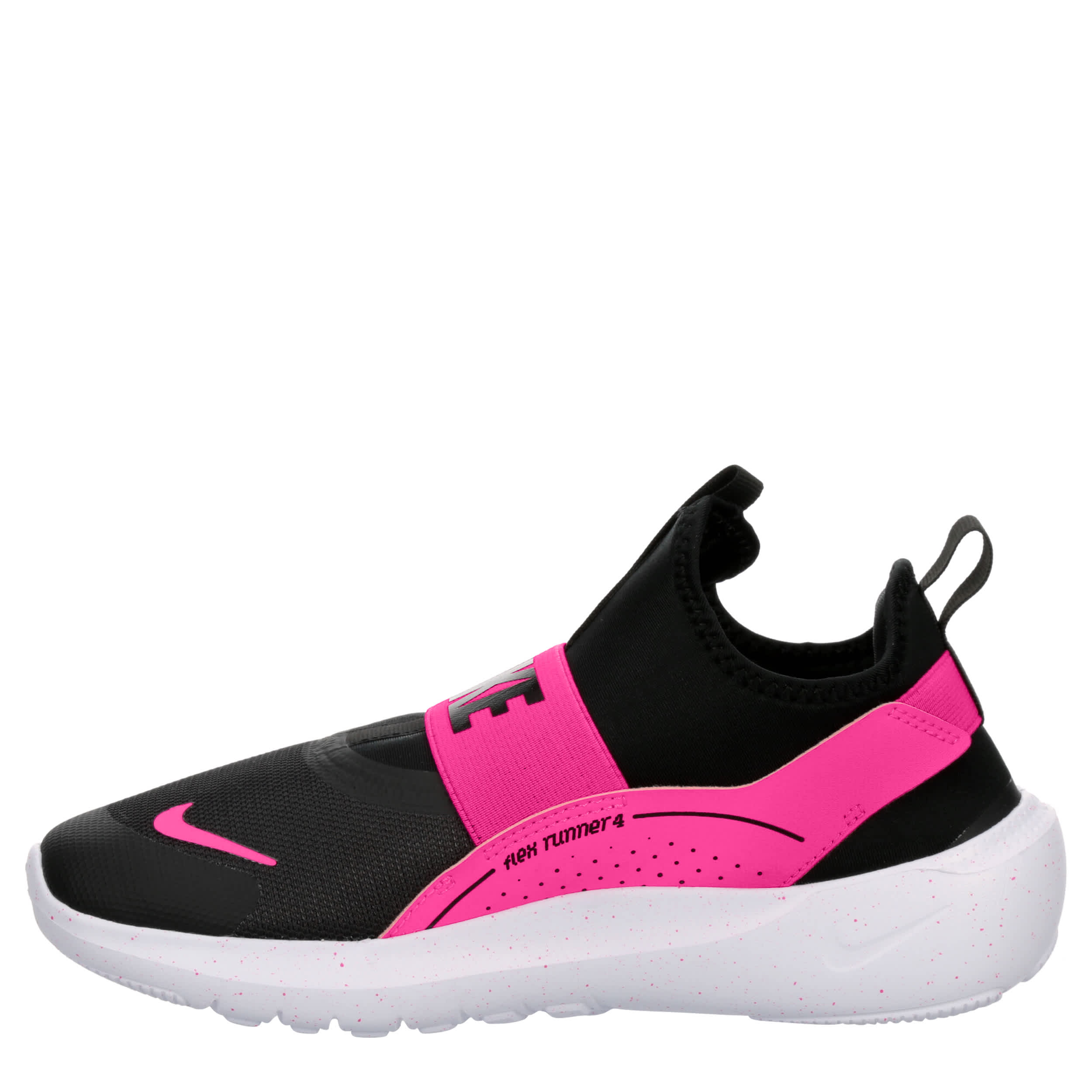 NIKE-GIRLS BIG KID FLEX RUNNER 4 SLIP ON SNEAKER-BLACK & BRIGHT PINK