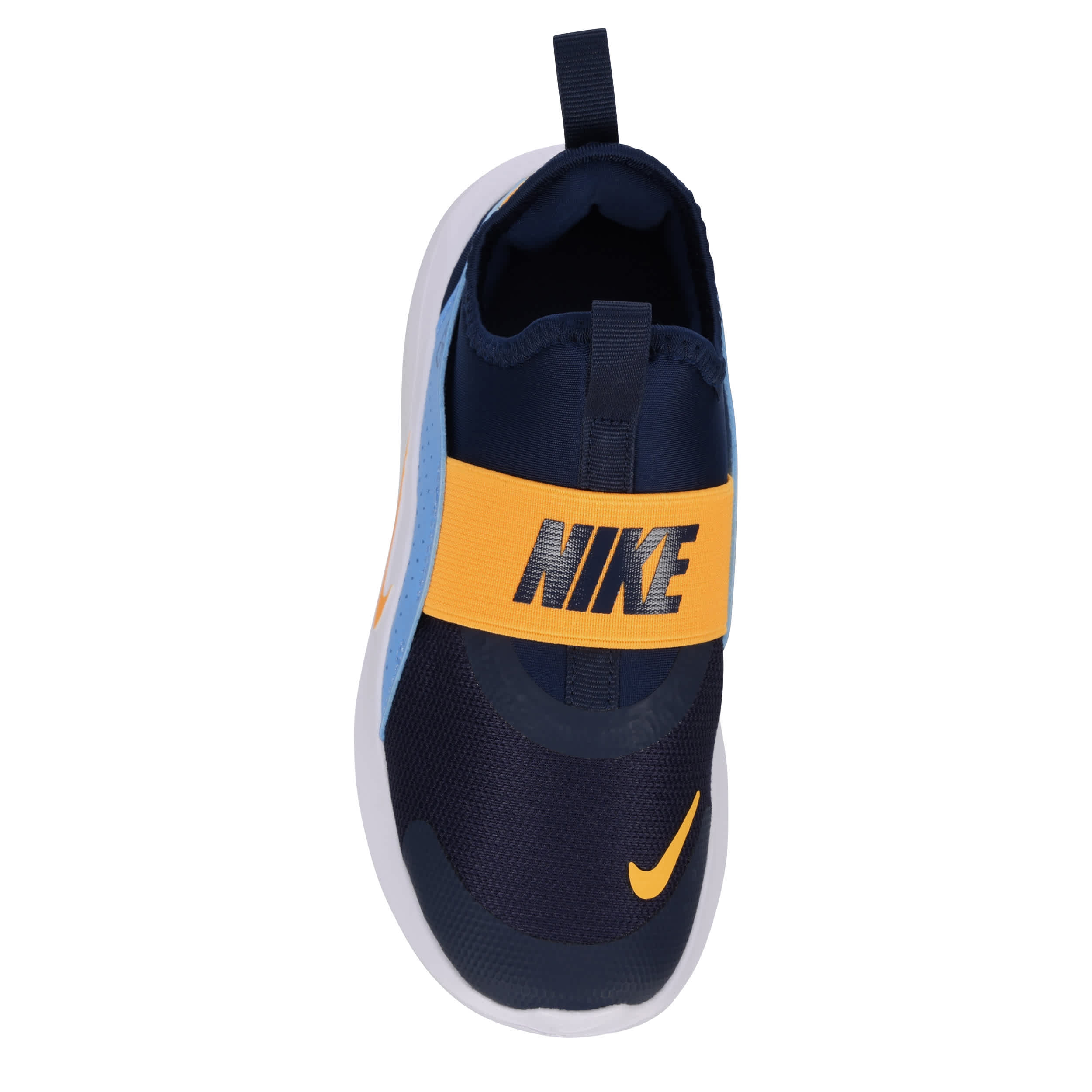 NIKE-BOYS LITTLE KID FLEX RUNNER 4 SLIP ON SNEAKER-NAVY & ORANGE