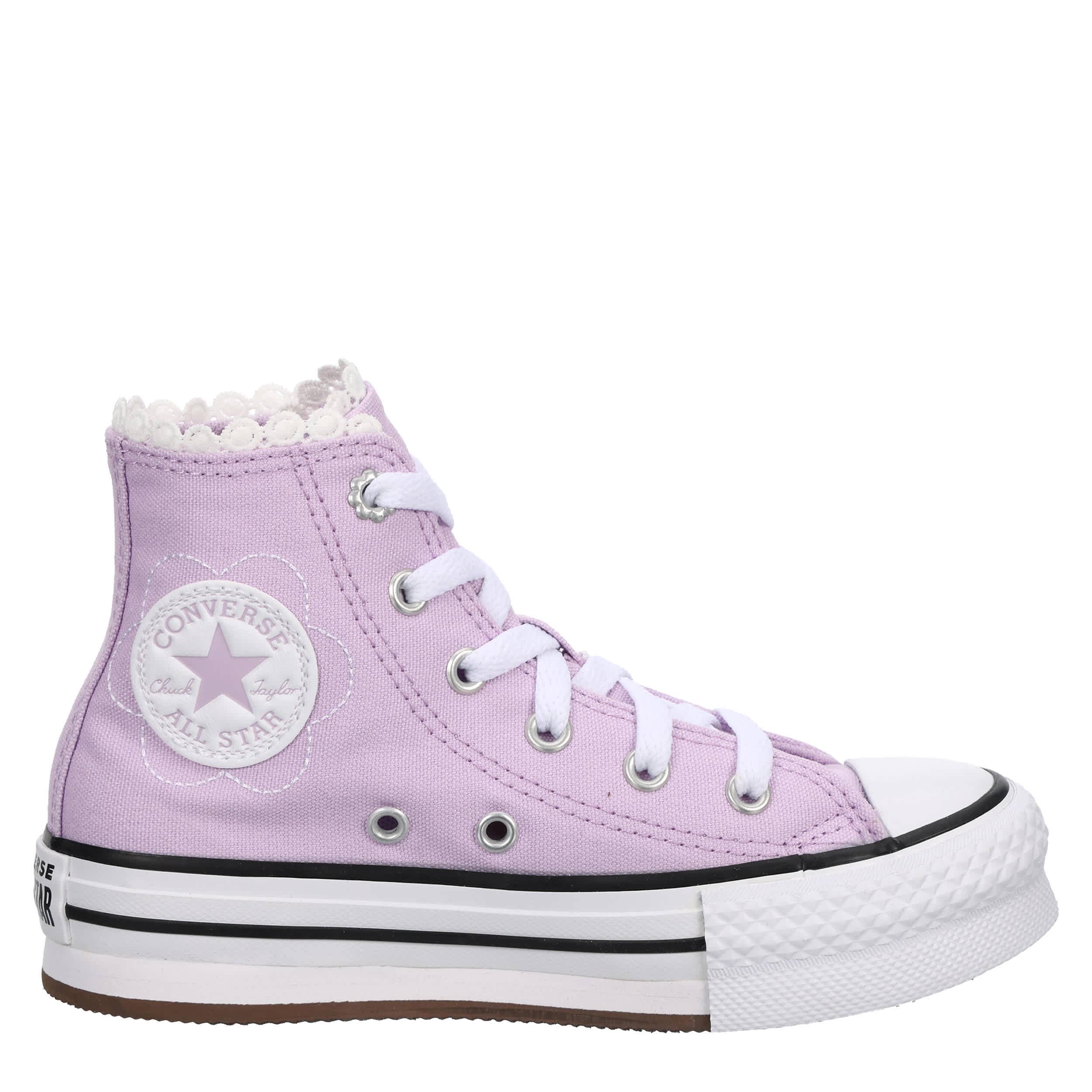 CONVERSE-GIRLS LITTLE KID CHUCK TAYLOR ALL STAR HIGH TOP SNEAKER-LILAC & WHITE