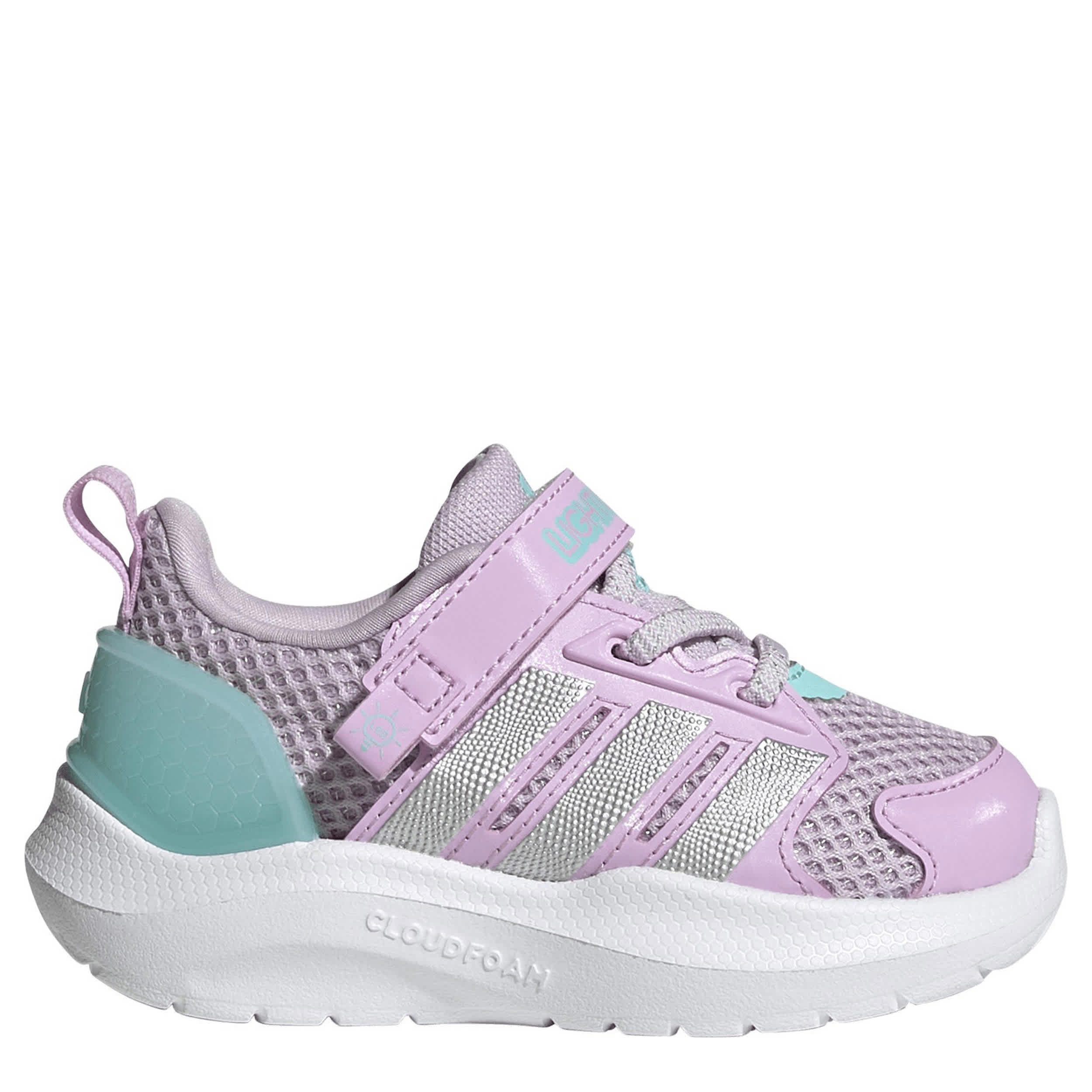 ADIDAS-GIRLS TODDLER LIGHTORAMA RNR SNEAKER-LILAC & SILVER