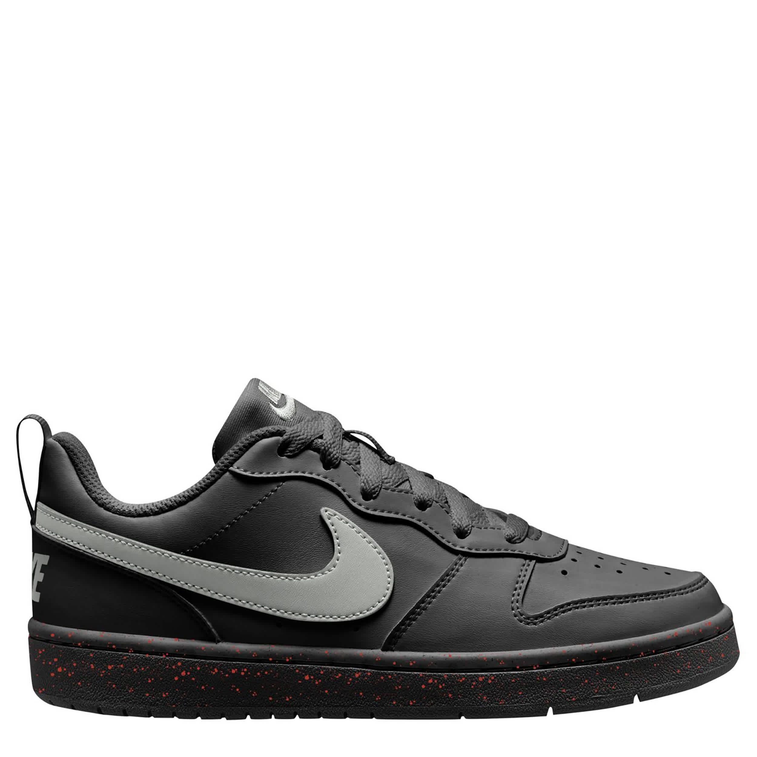 NIKE-BOYS BIG KID COURT BOROUGH LOW RECRAFT SNEAKER-BLACK & PALE GREY