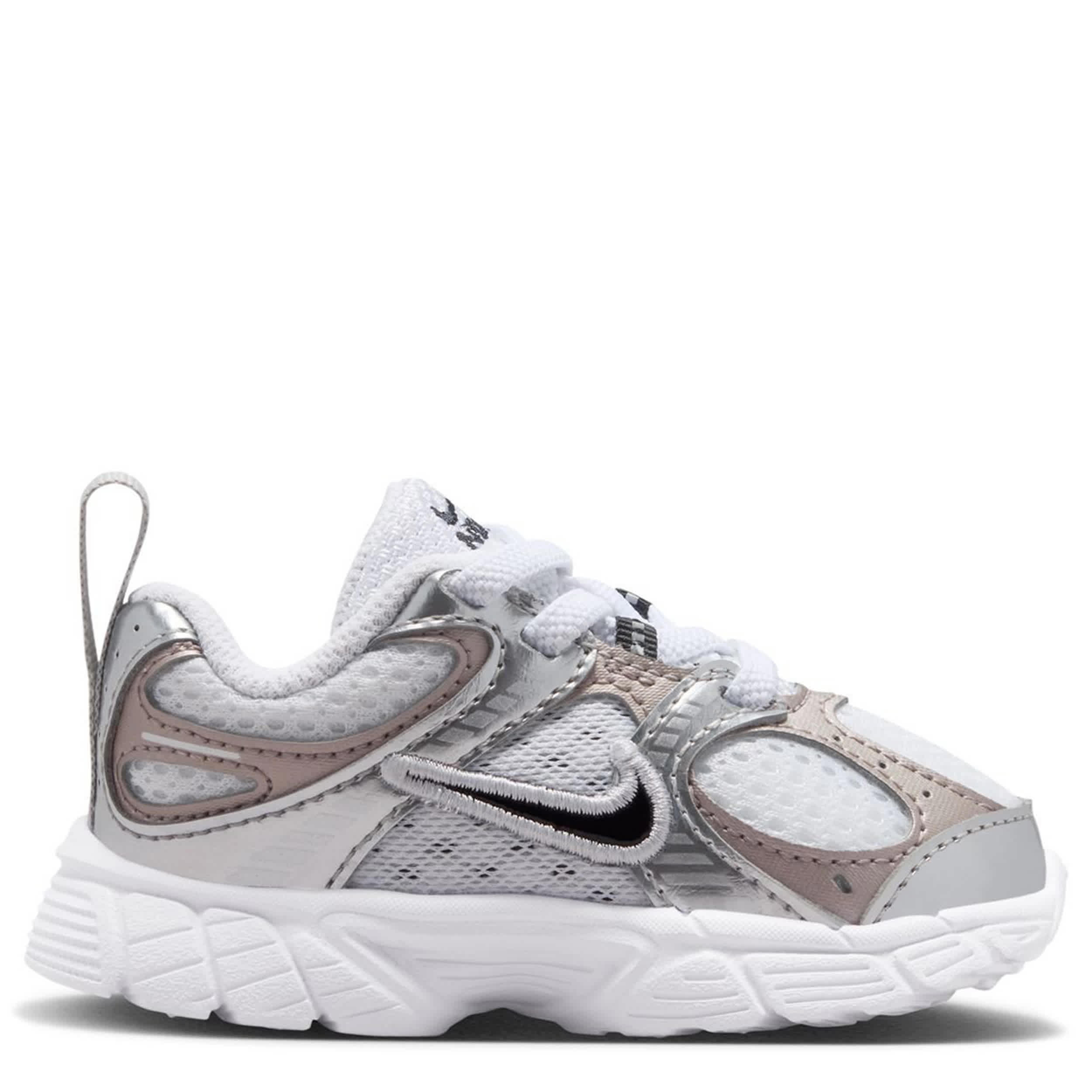 NIKE-GIRLS INFANT-TODDLER V5 RNR SNEAKER-WHITE & SILVER
