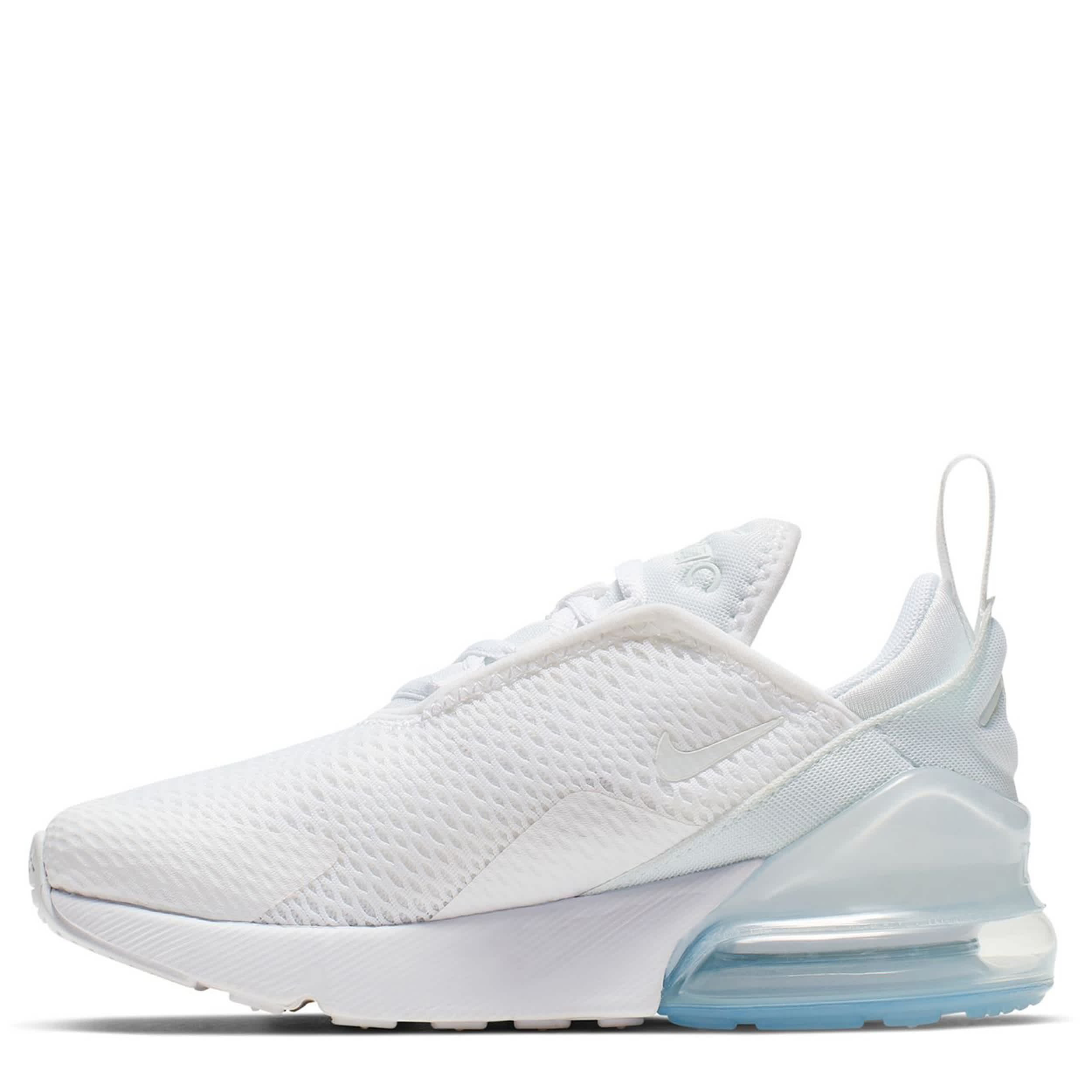 NIKE-BOYS LITTLE KID AIR MAX 270 SNEAKER-WHITE & SILVER