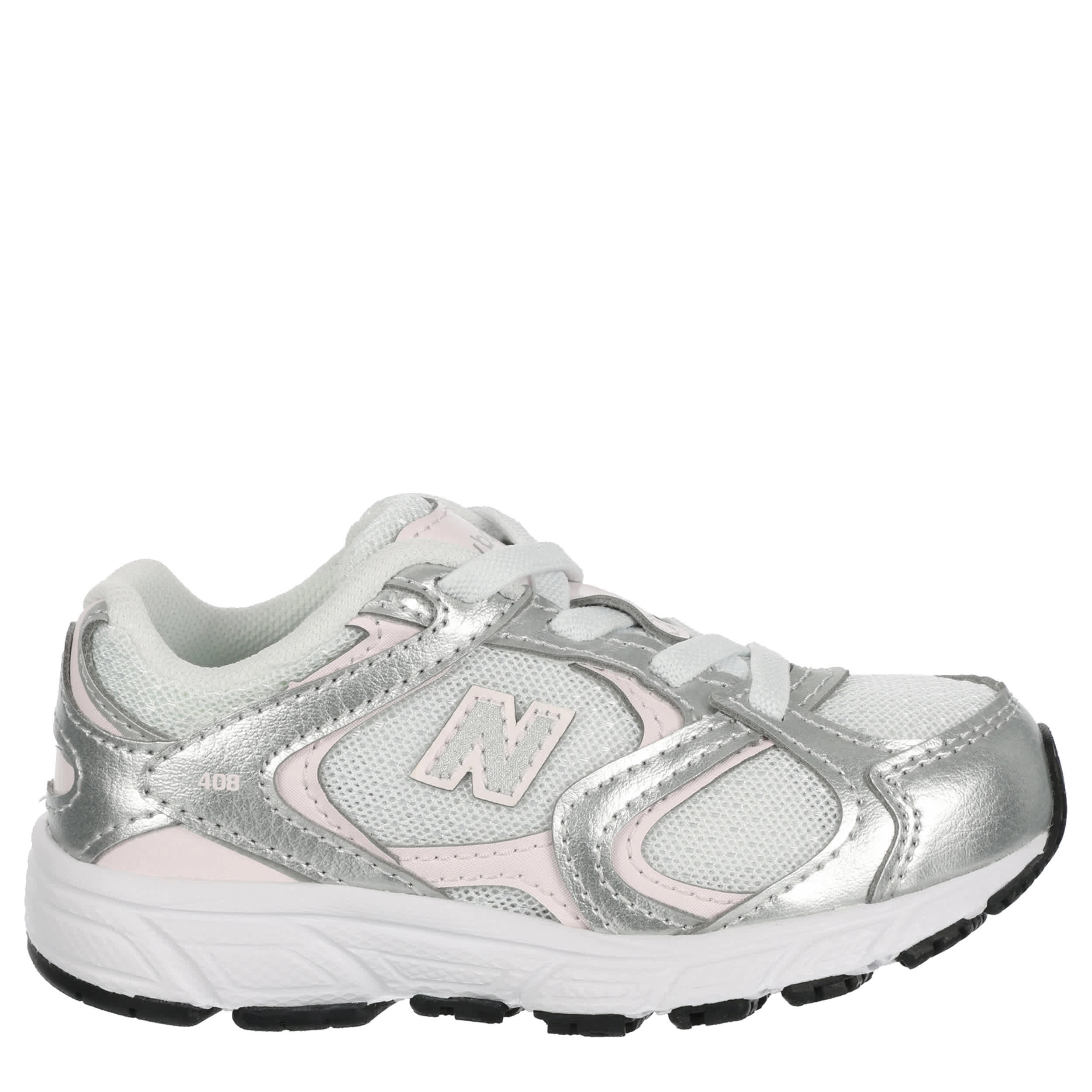 NEW BALANCE-GIRLS INFANT-TODDLER 408 SNEAKER-SILVER & PALE PINK