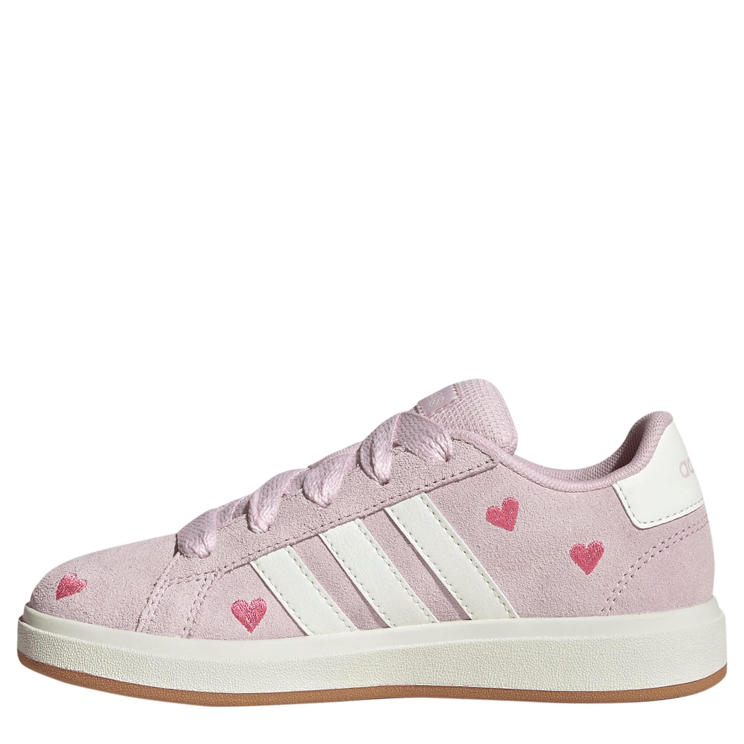 ADIDAS-GIRLS LITTLE-BIG KID GRAND COURT 00'S SNEAKER-PINK & OFF WHITE