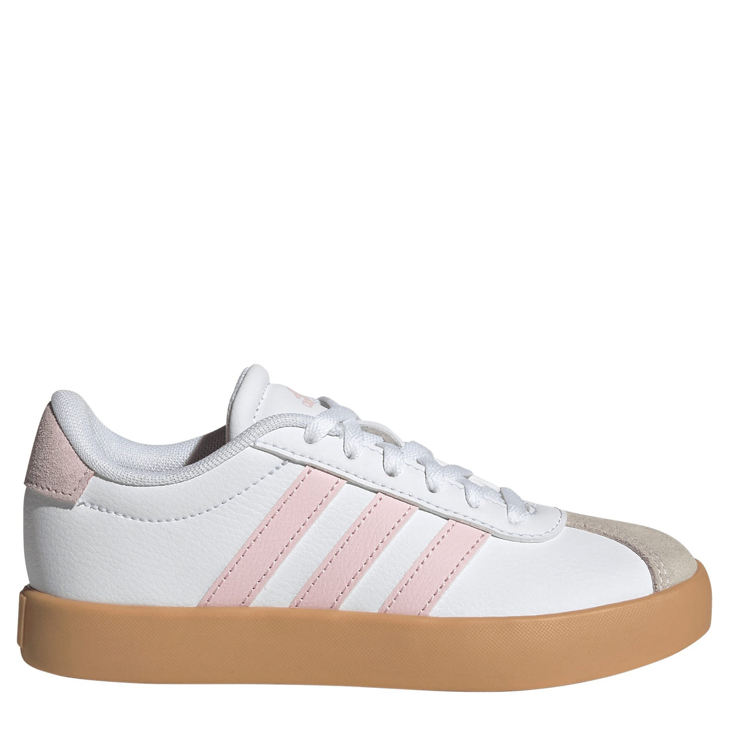 ADIDAS-GIRLS LITTLE-BIG KID VL COURT 3.0 SNEAKER-WHITE & PINK