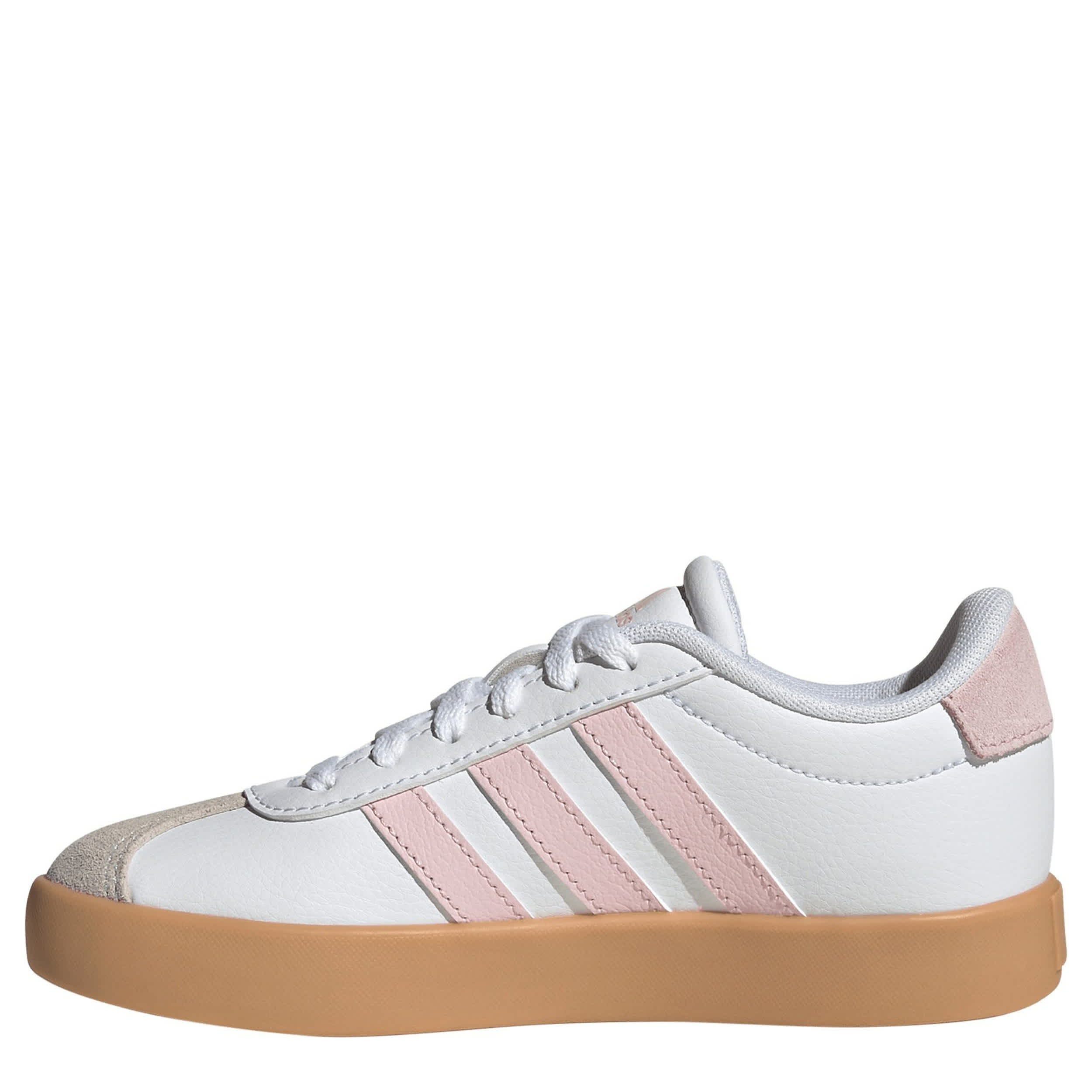ADIDAS-GIRLS LITTLE-BIG KID VL COURT 3.0 SNEAKER-WHITE & PINK