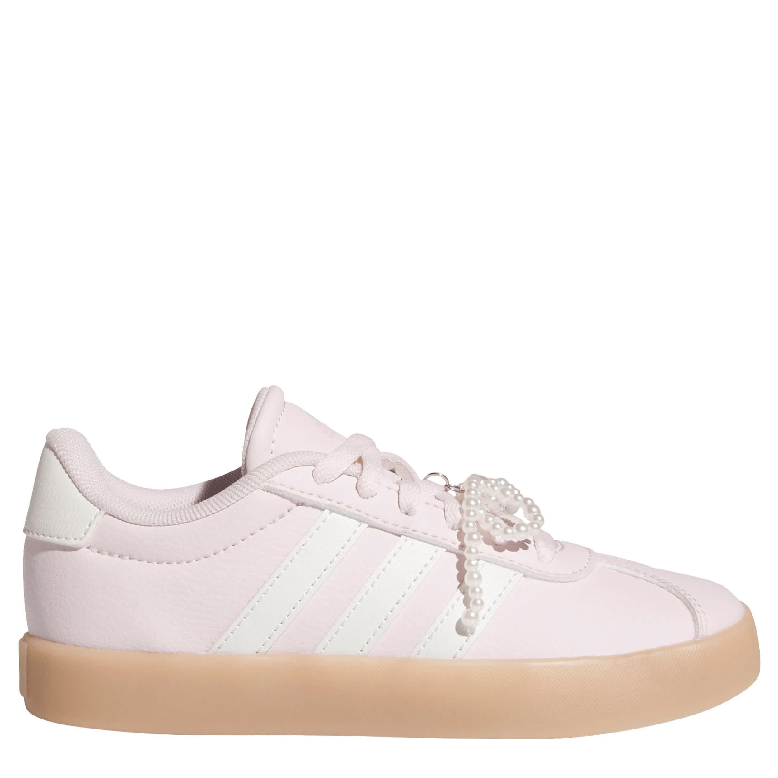 ADIDAS-GIRLS LITTLE-BIG KID VL COURT 3.0 SNEAKER-PINK & WHITE