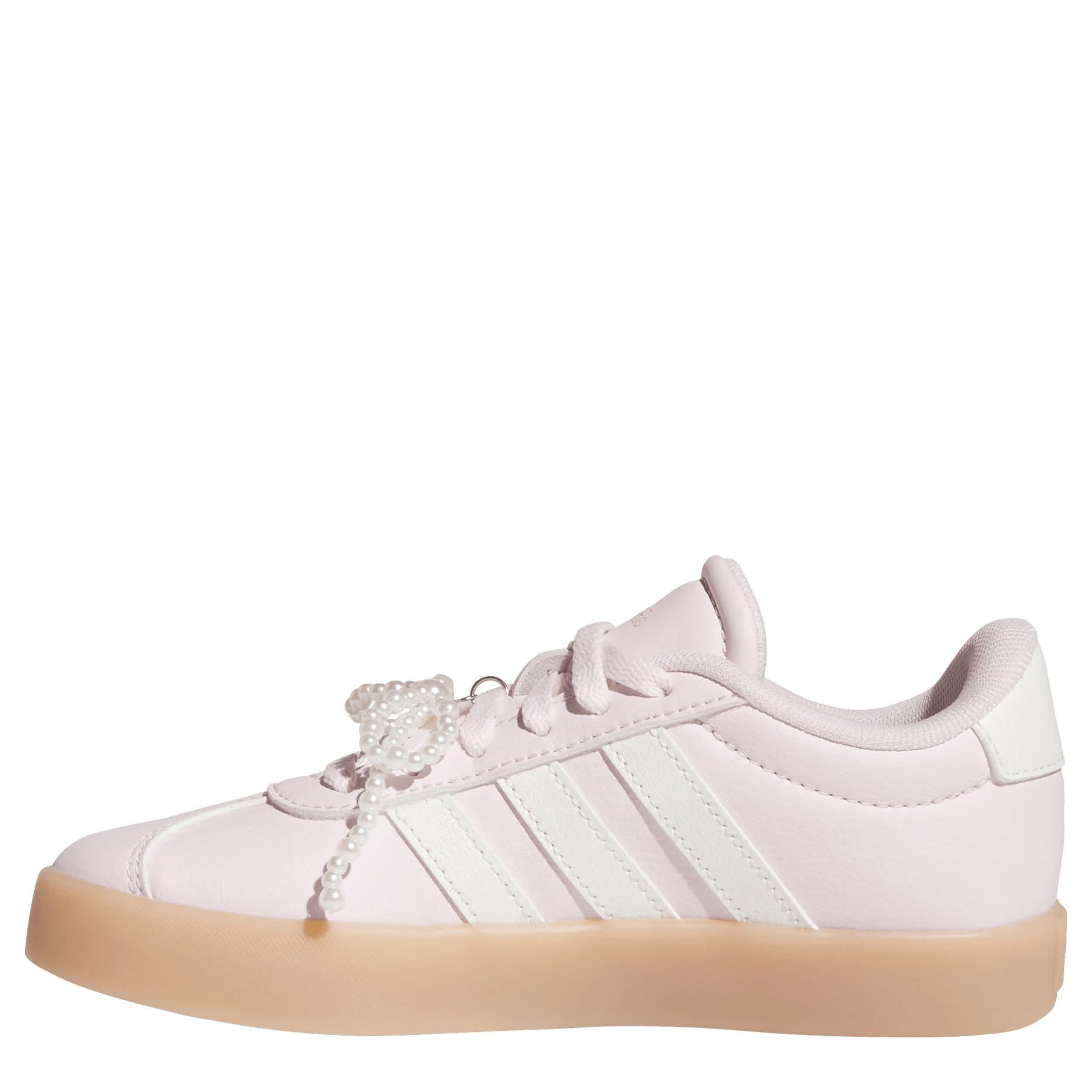 ADIDAS-GIRLS LITTLE-BIG KID VL COURT 3.0 SNEAKER-PINK & WHITE