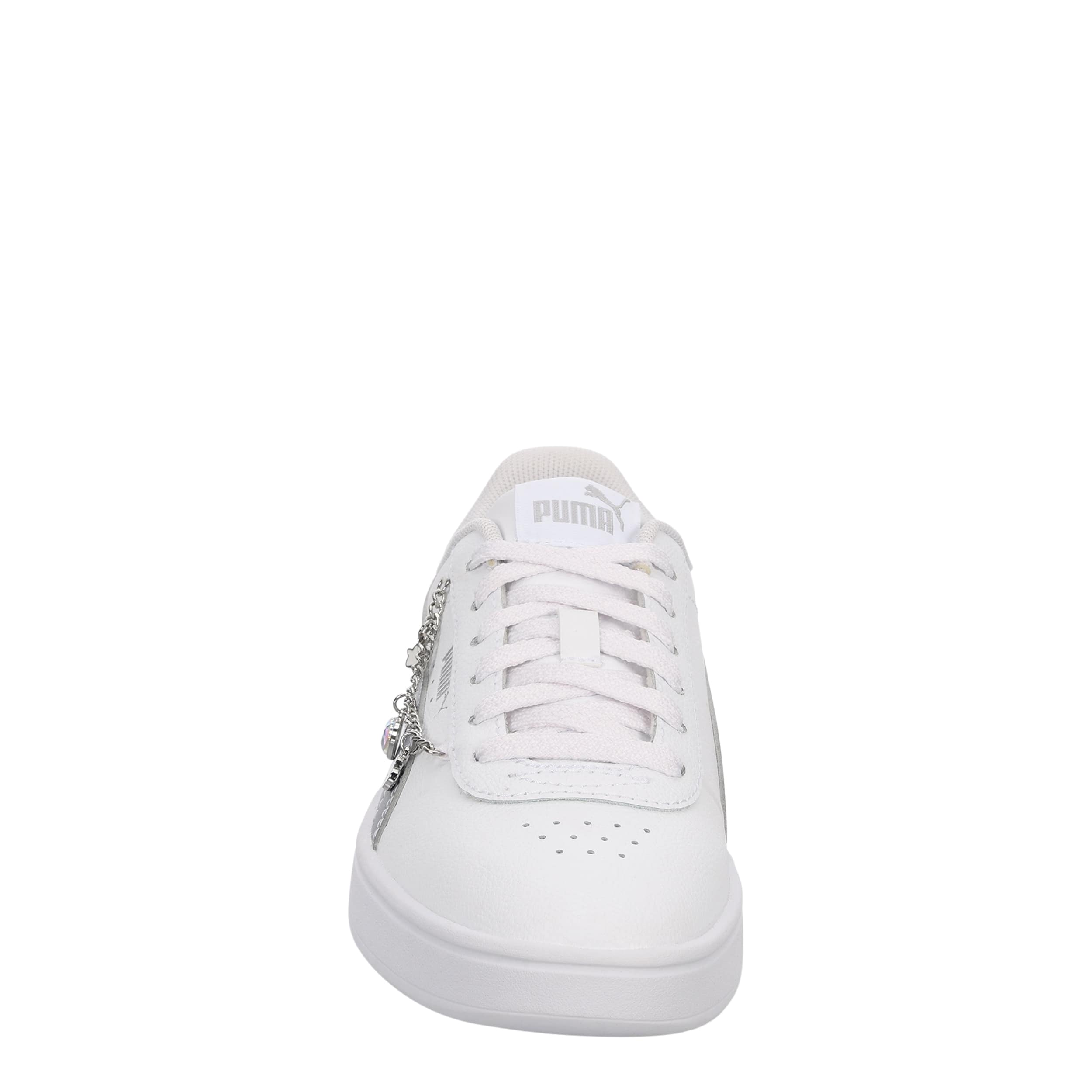PUMA-GIRLS BIG KID JUNA SNEAKER-WHITE & SILVER
