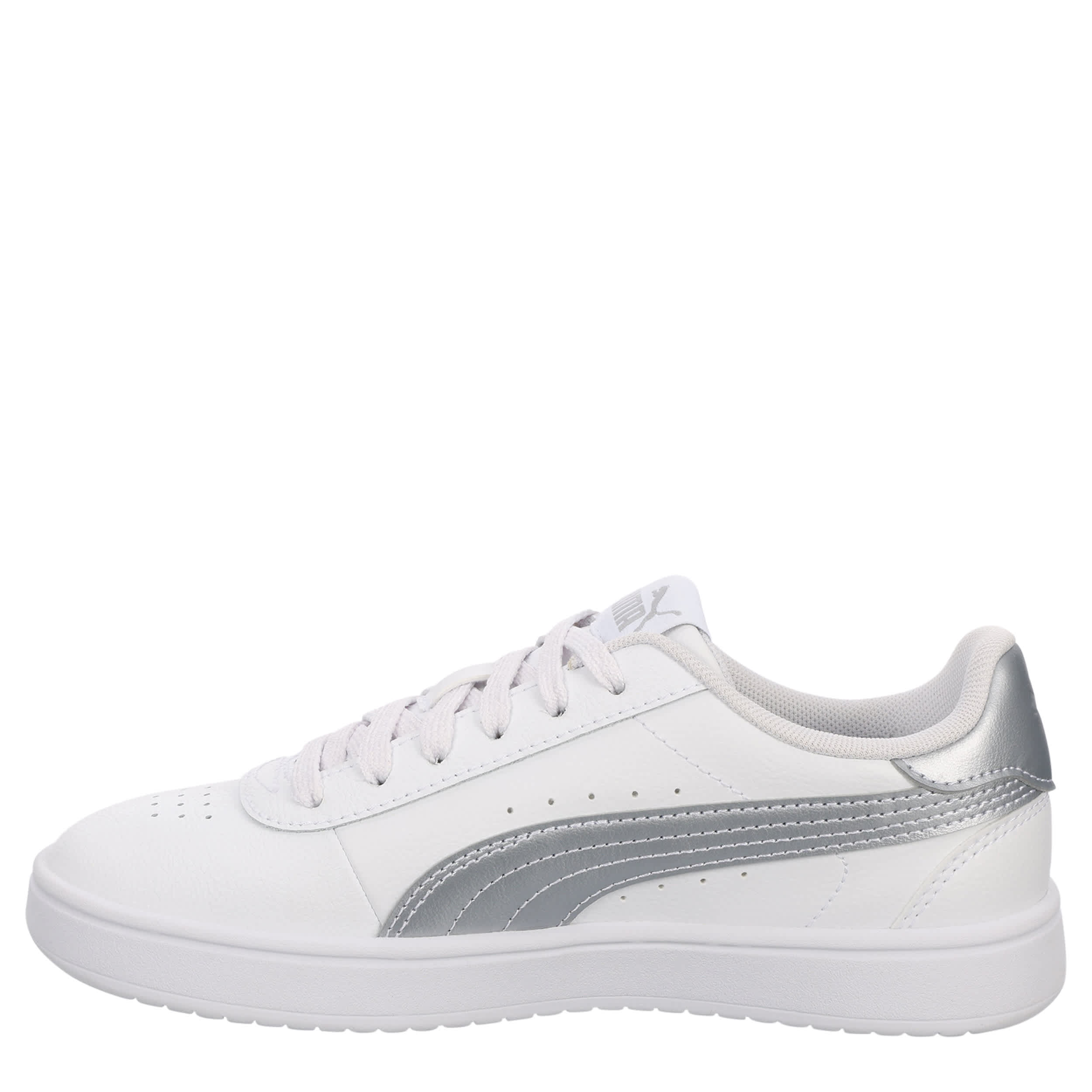 PUMA-GIRLS BIG KID JUNA SNEAKER-WHITE & SILVER