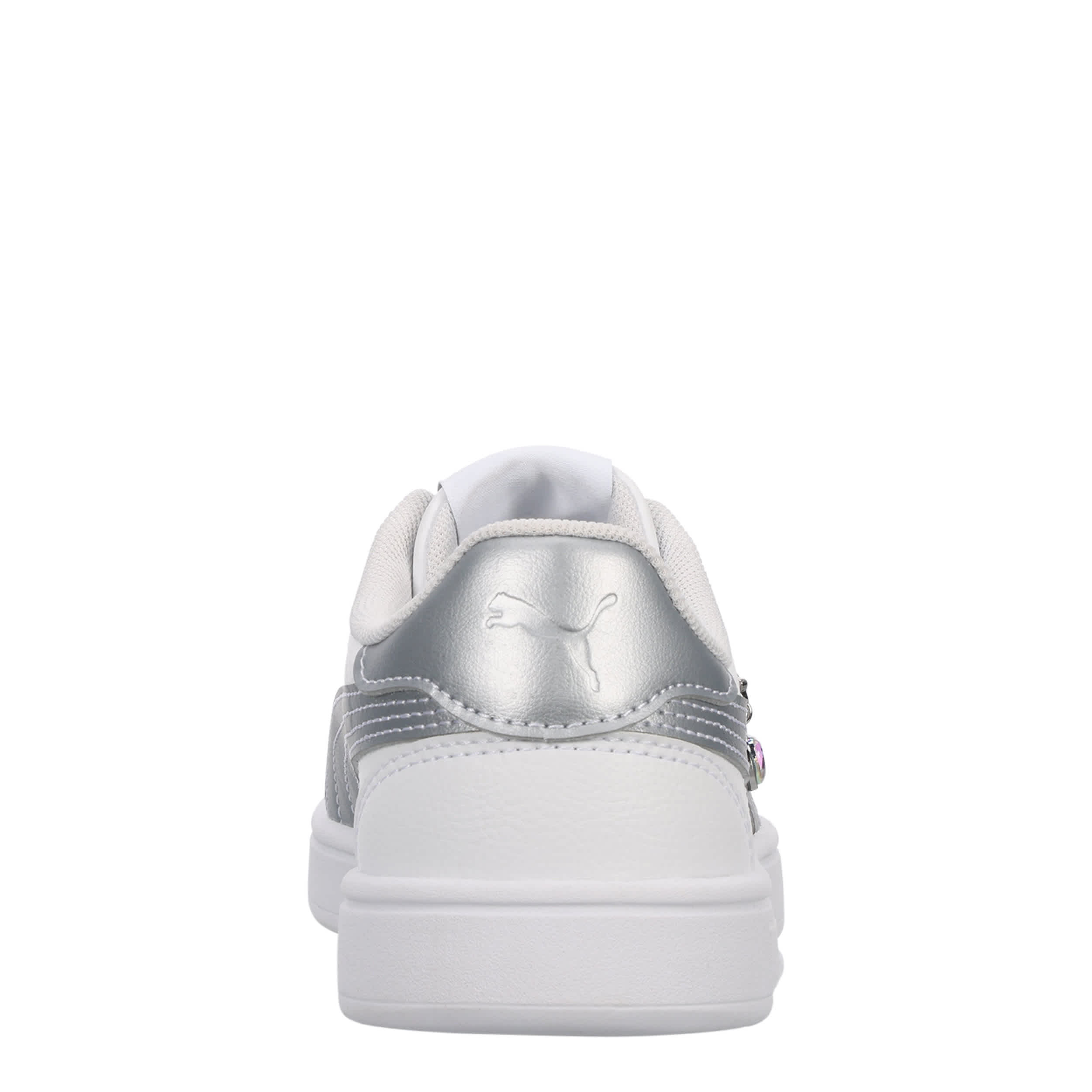 PUMA-GIRLS BIG KID JUNA SNEAKER-WHITE & SILVER