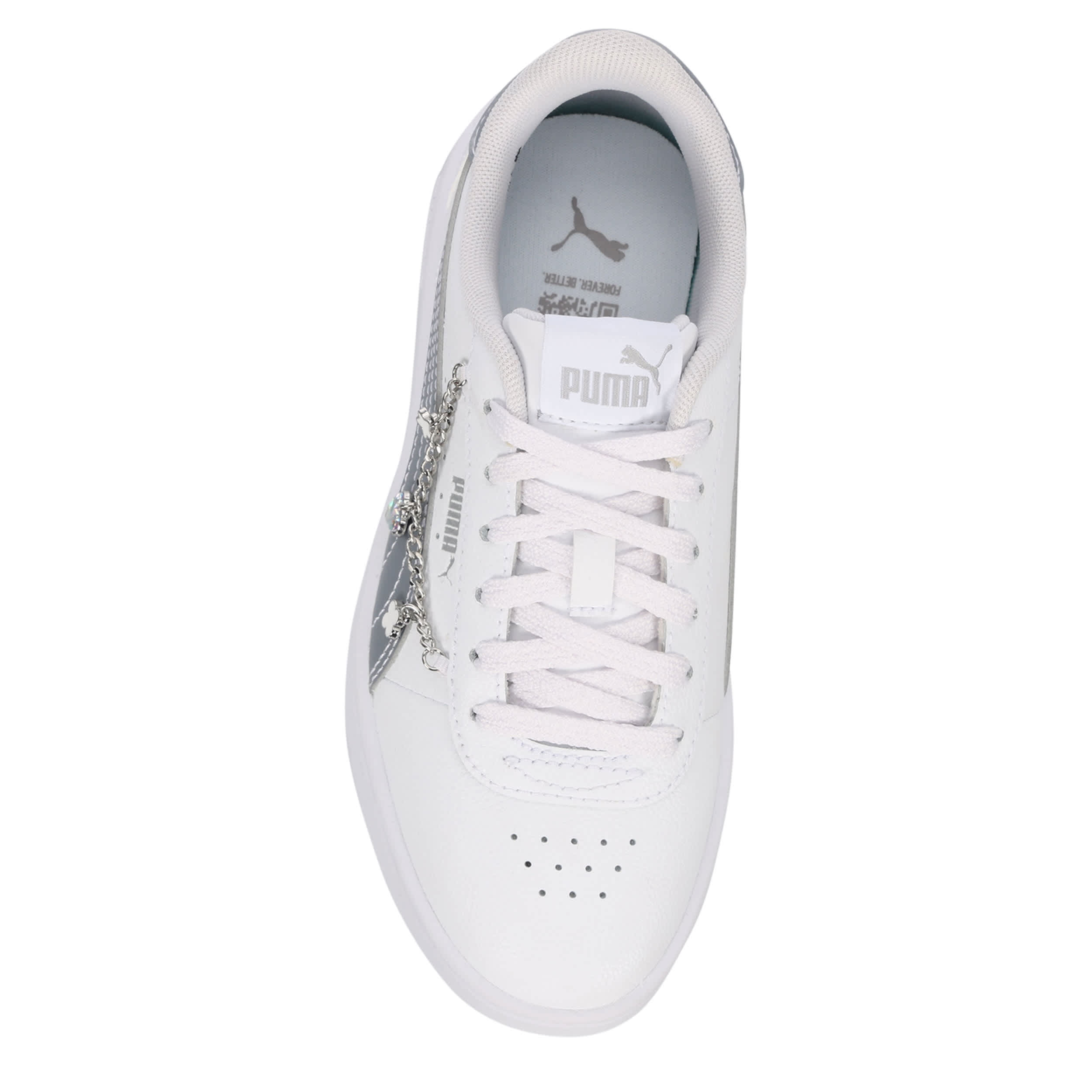 PUMA-GIRLS BIG KID JUNA SNEAKER-WHITE & SILVER